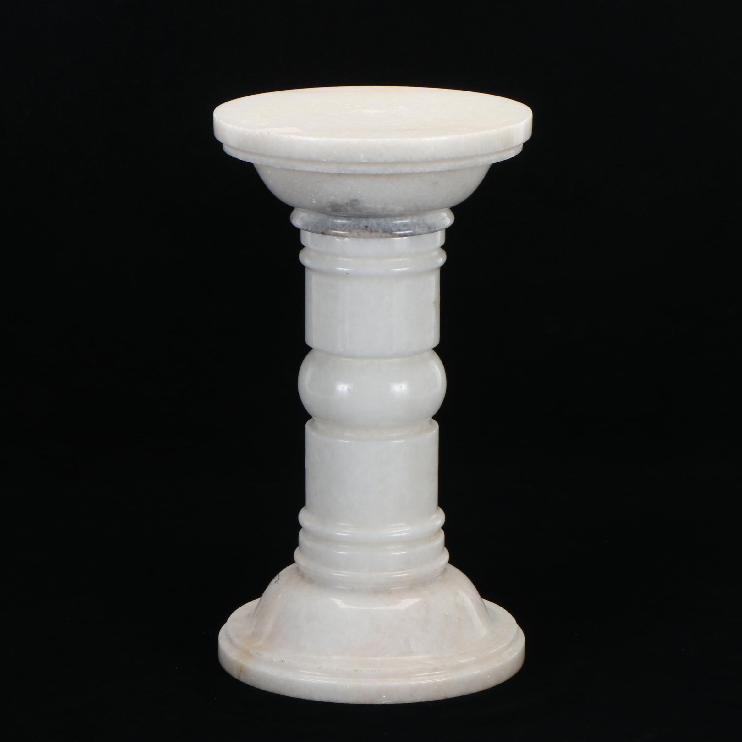 Hand-Carved Alabaster Pedestal Stand