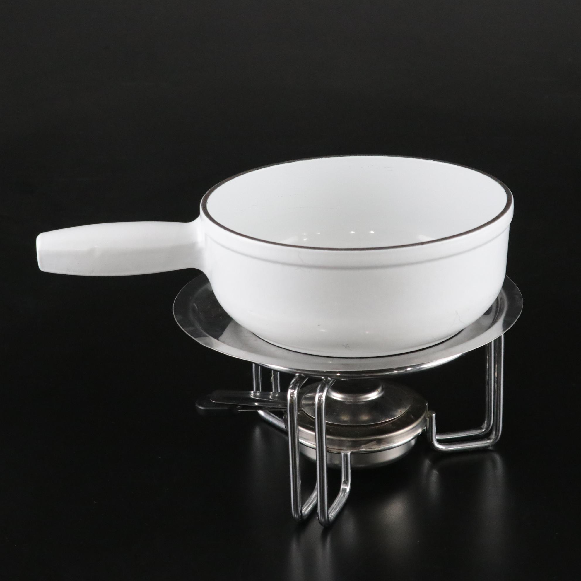 Nomar Fondue Pot with Burner Stand & Au Gratin Plates