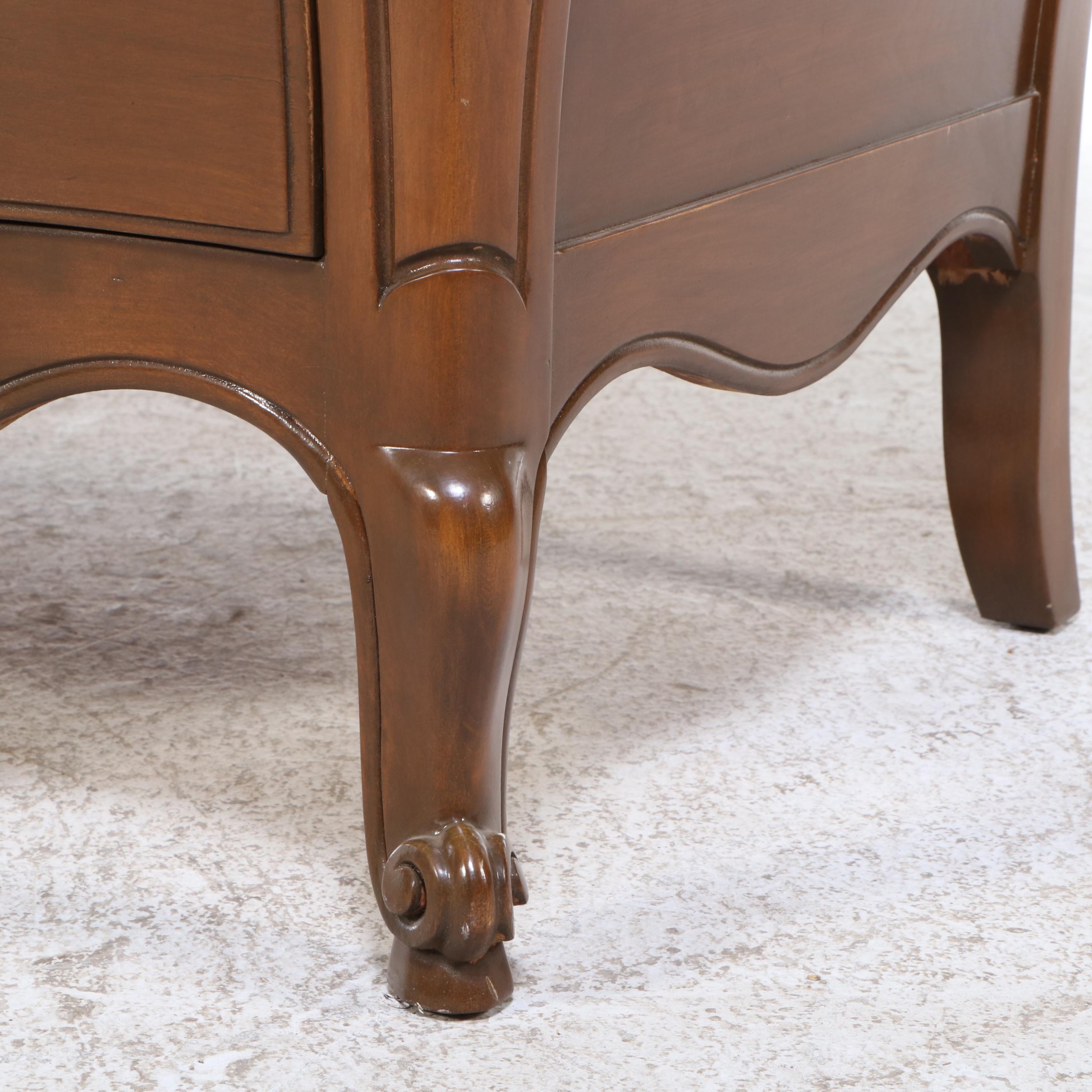 Louis XV Style Walnut-Stained Three-Drawer Bombé Commode, 20th Century