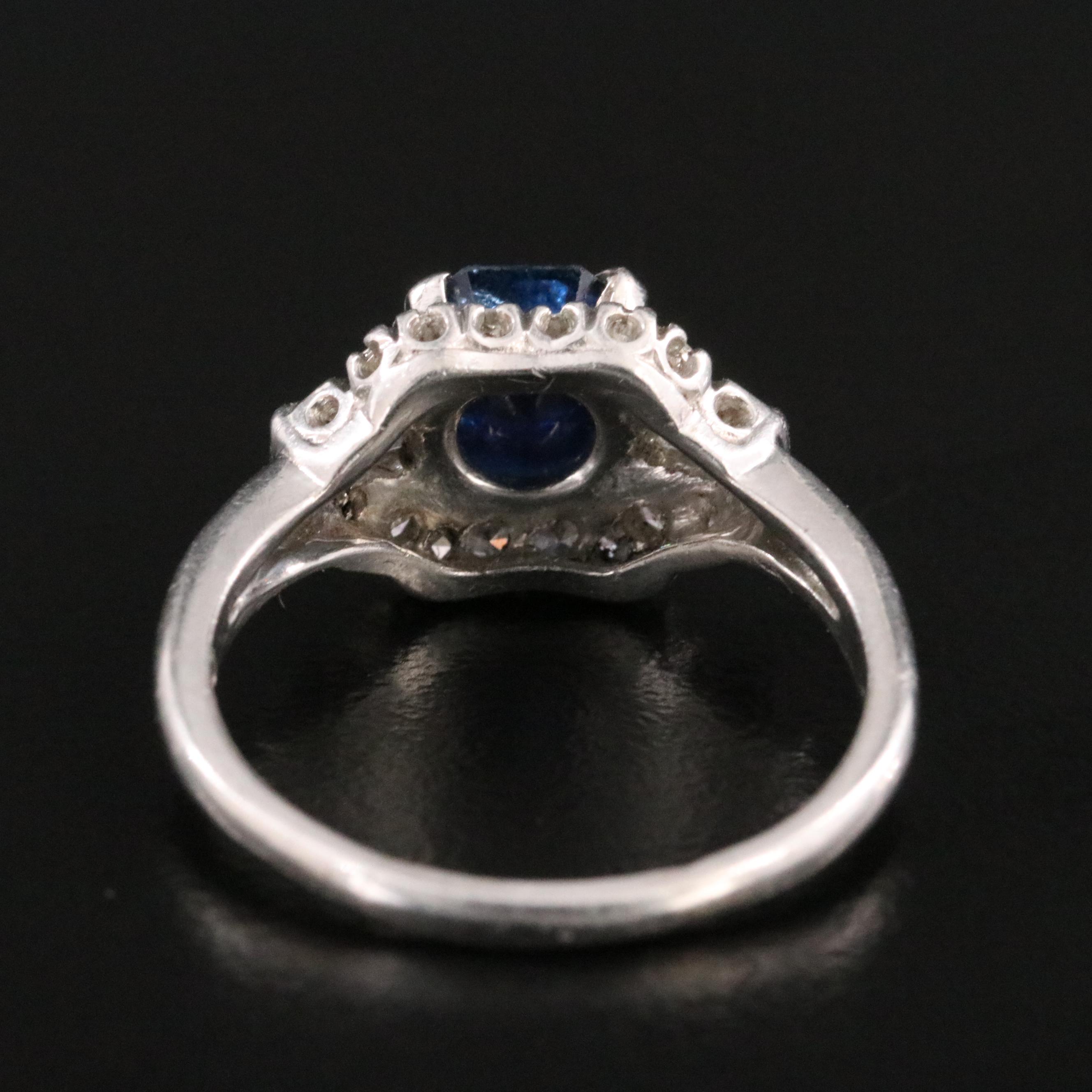 Vintage Platinum Sapphire and Diamond Ring