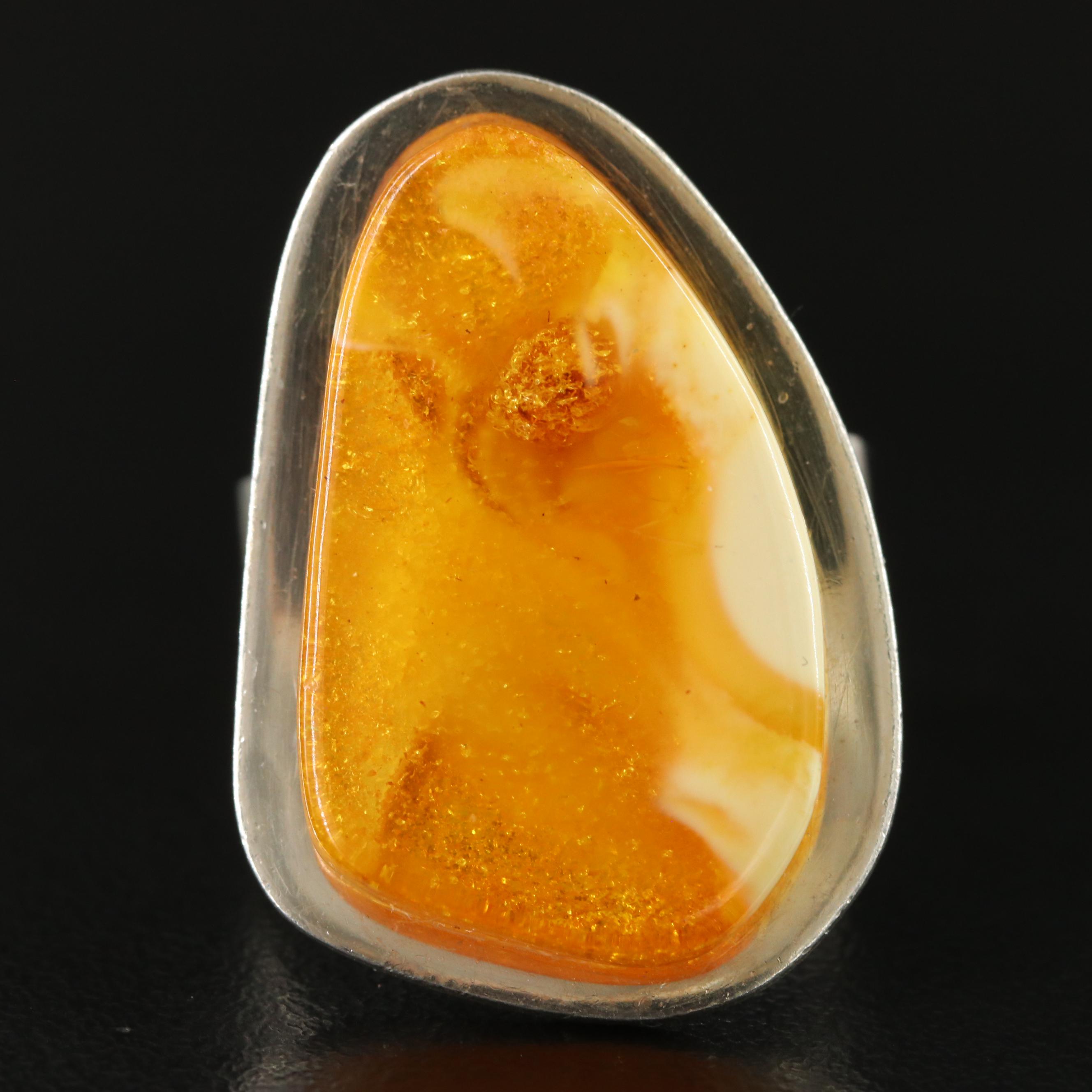 Sterling Amber Ring