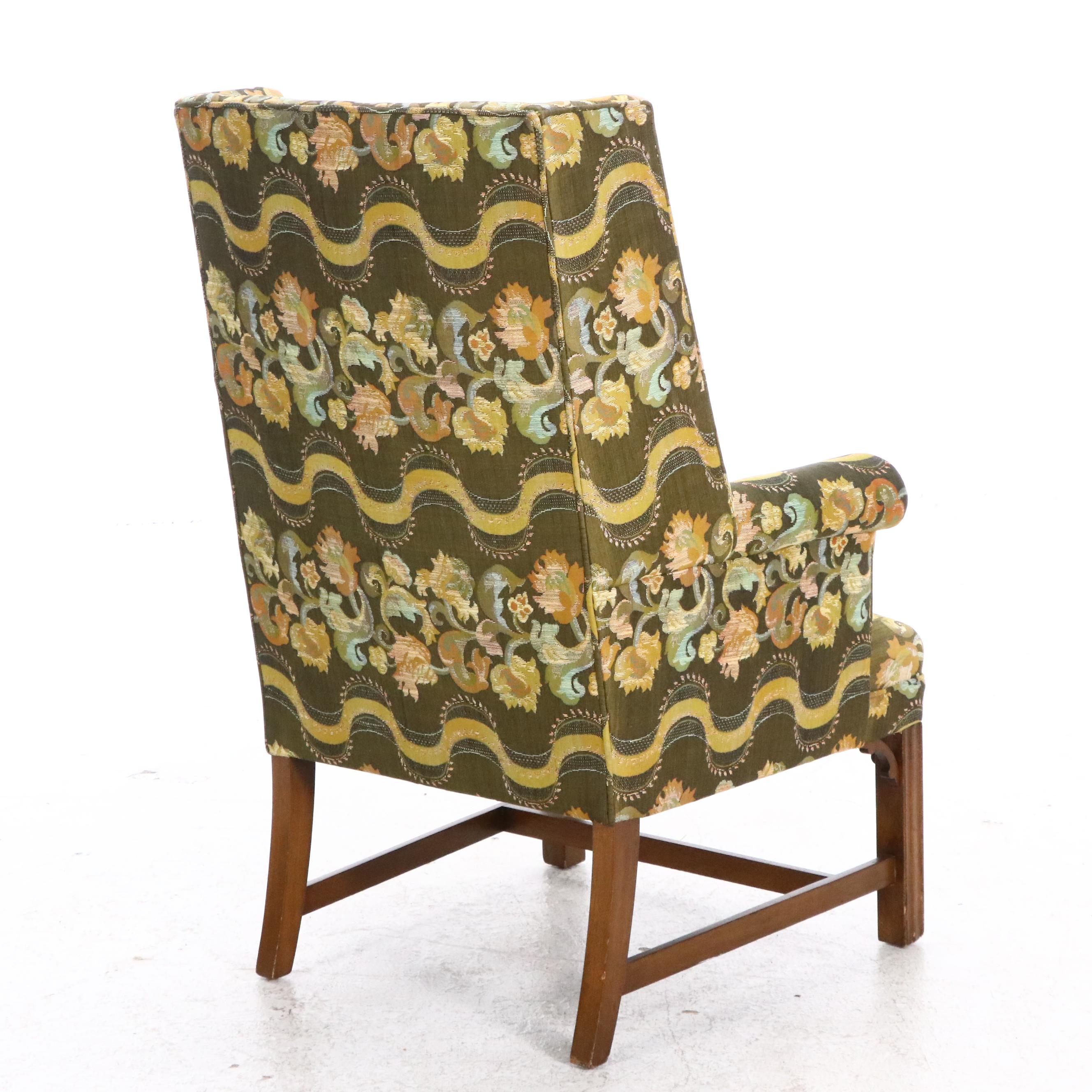Federal Style Upholstered Wingback Chair, Mid-20th Century