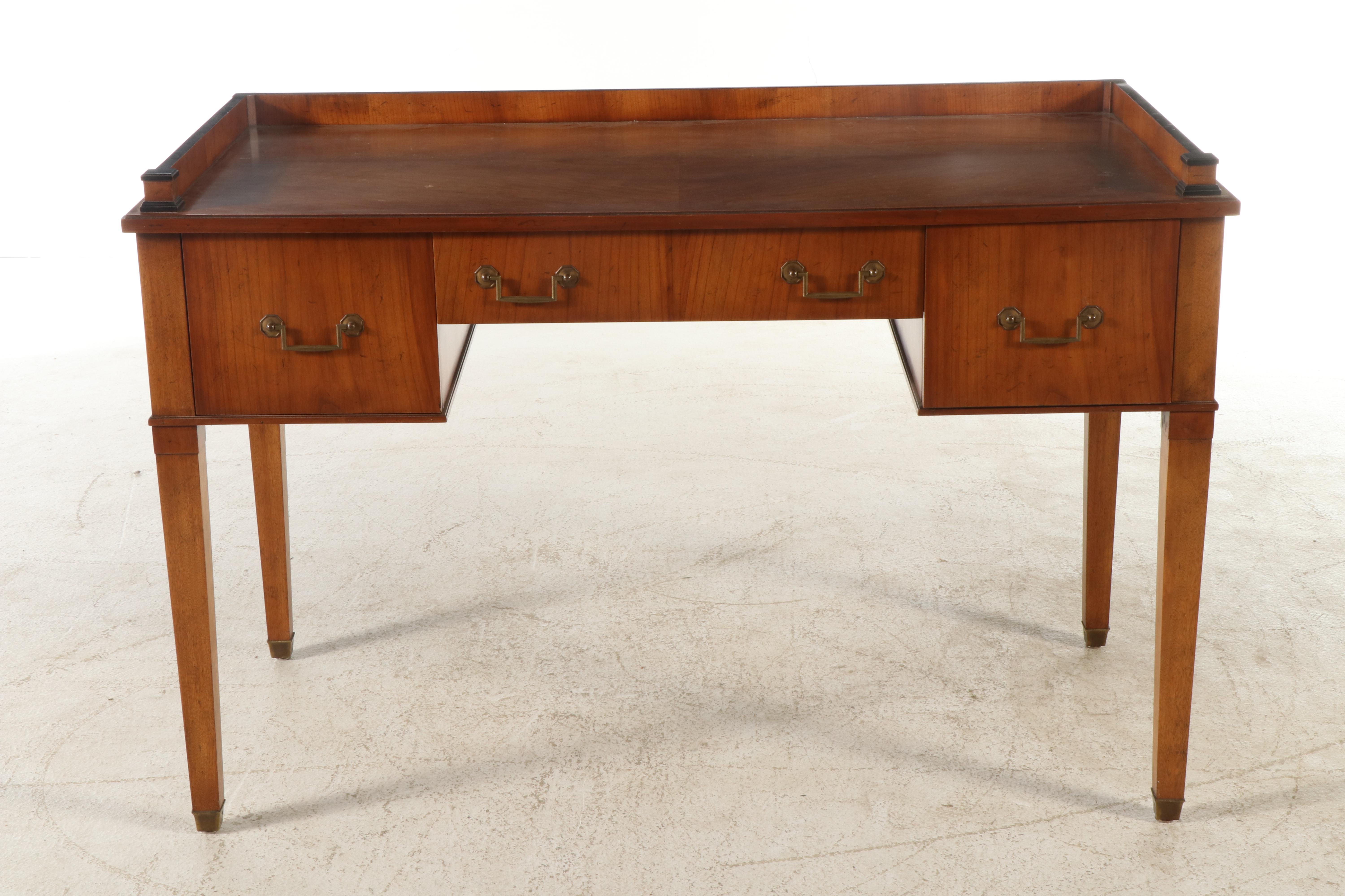 Hollywood Regency Style Wooden Desk and Chair, Mid-20th Century