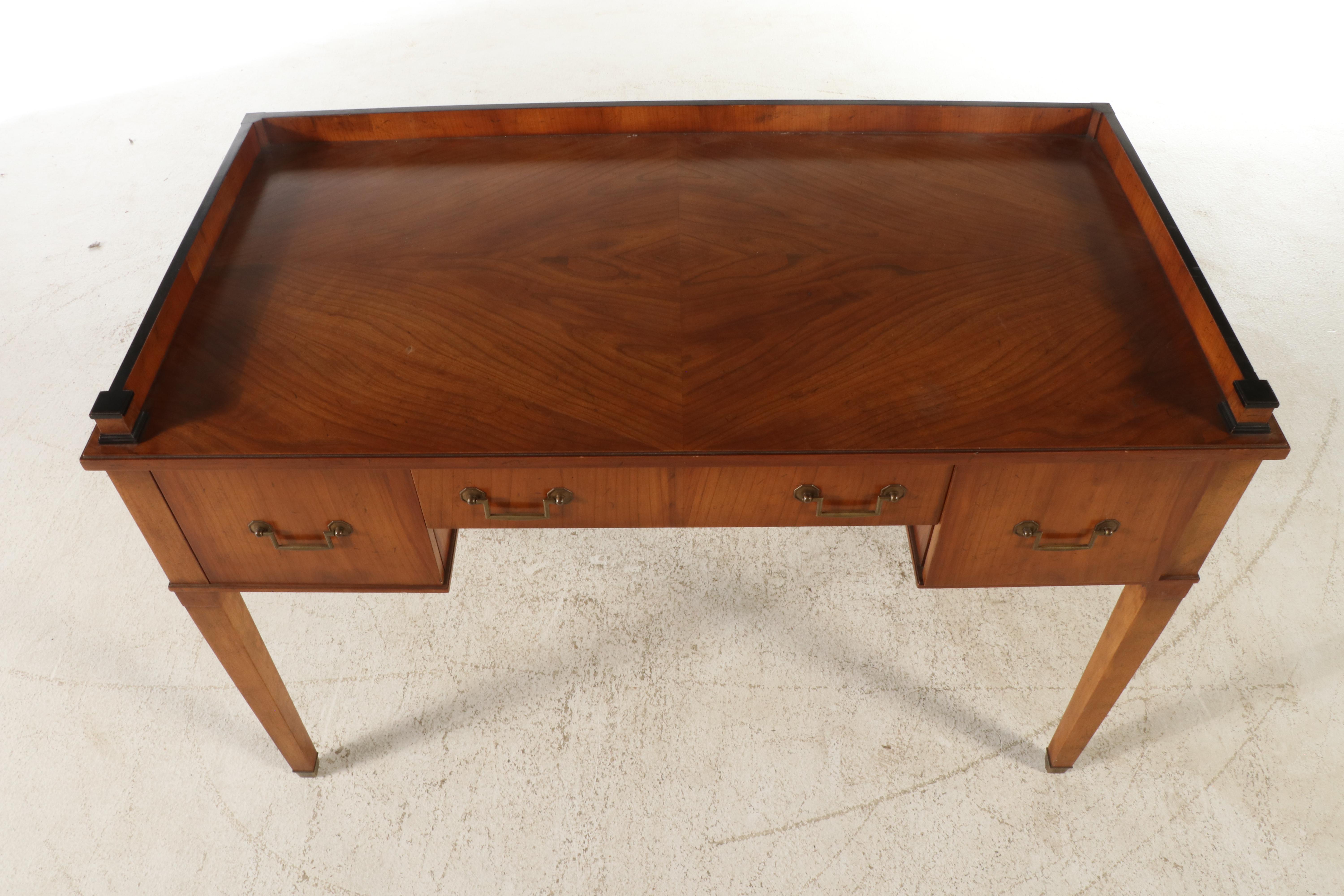 Hollywood Regency Style Wooden Desk and Chair, Mid-20th Century