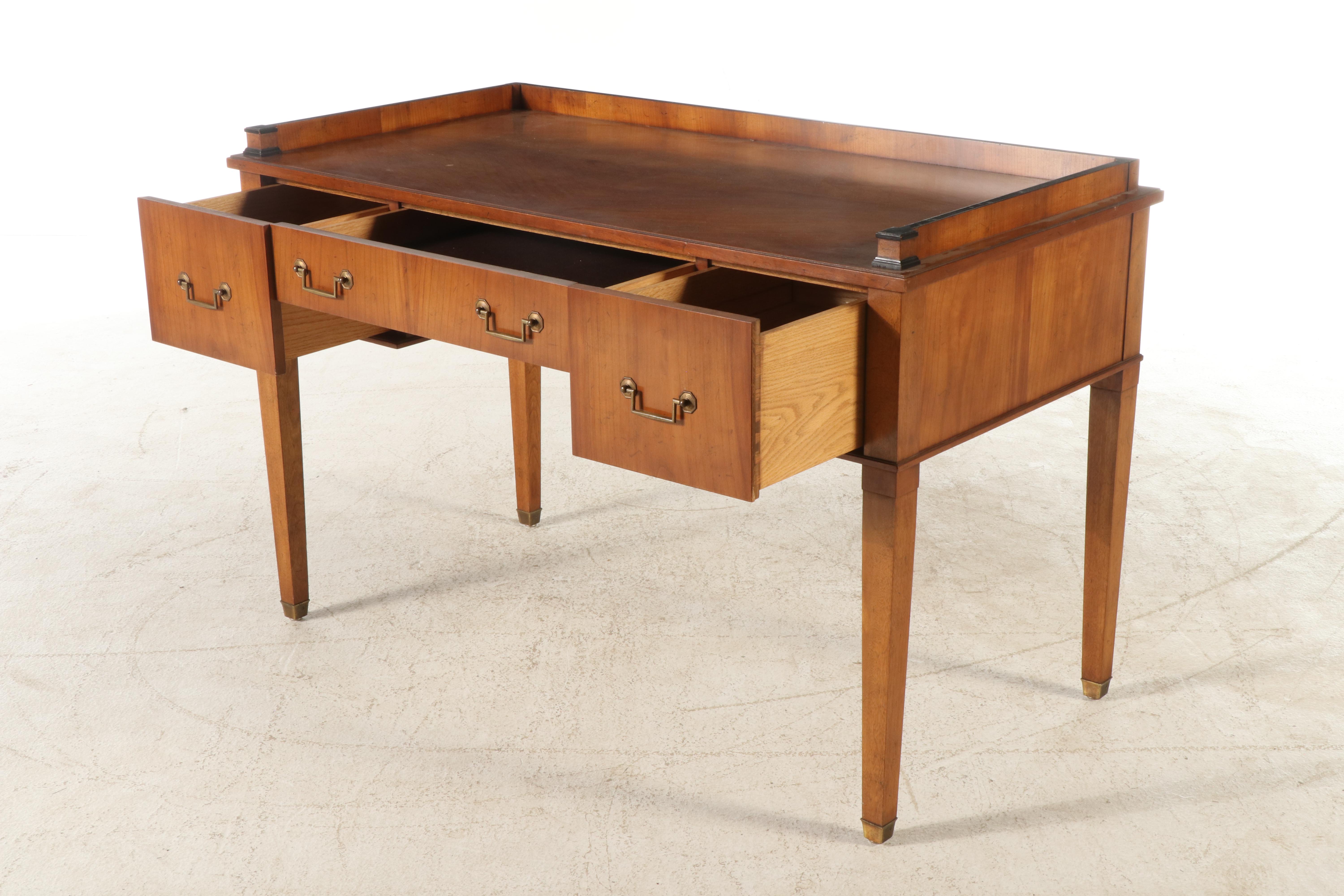 Hollywood Regency Style Wooden Desk and Chair, Mid-20th Century