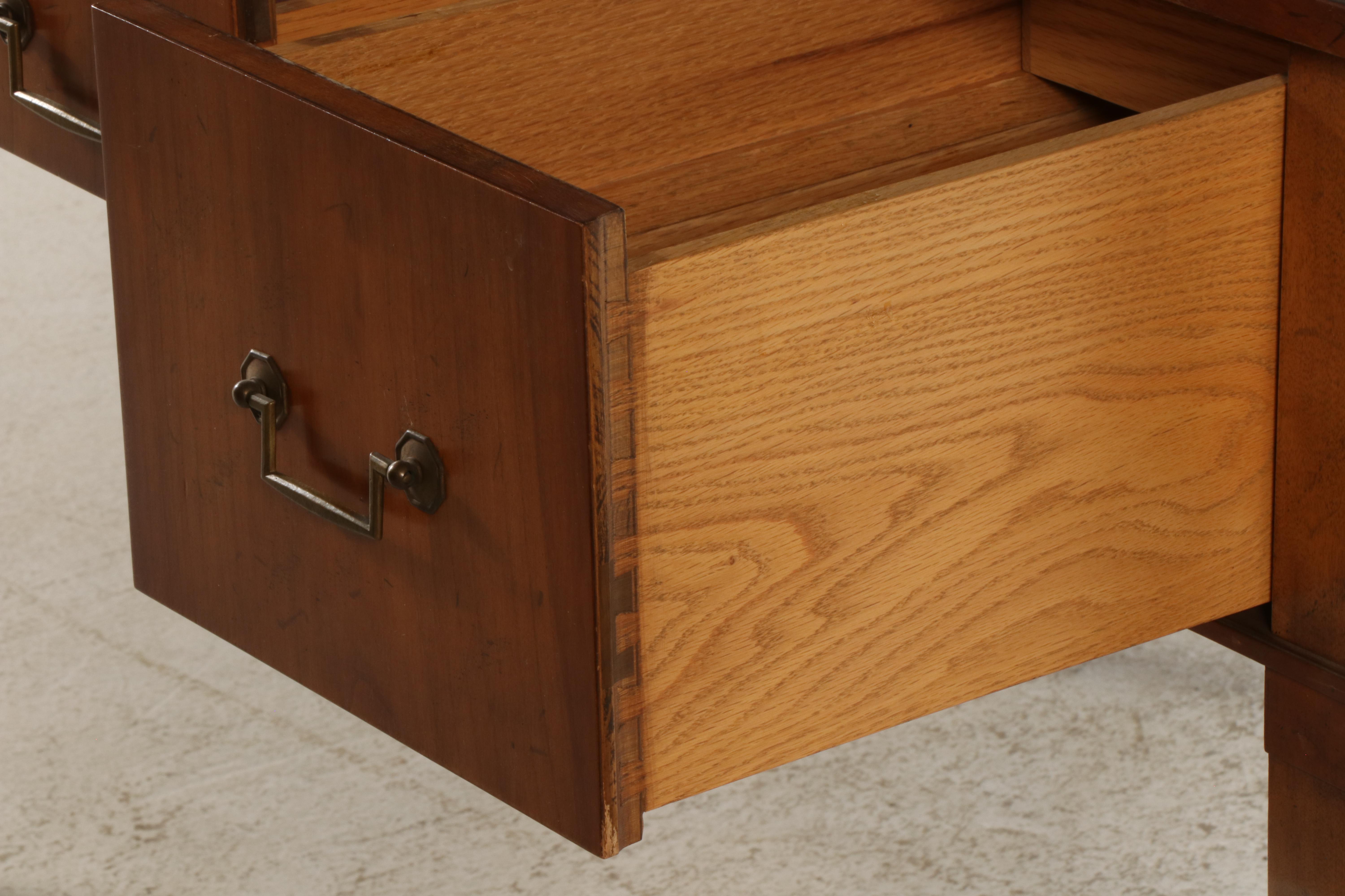 Hollywood Regency Style Wooden Desk and Chair, Mid-20th Century