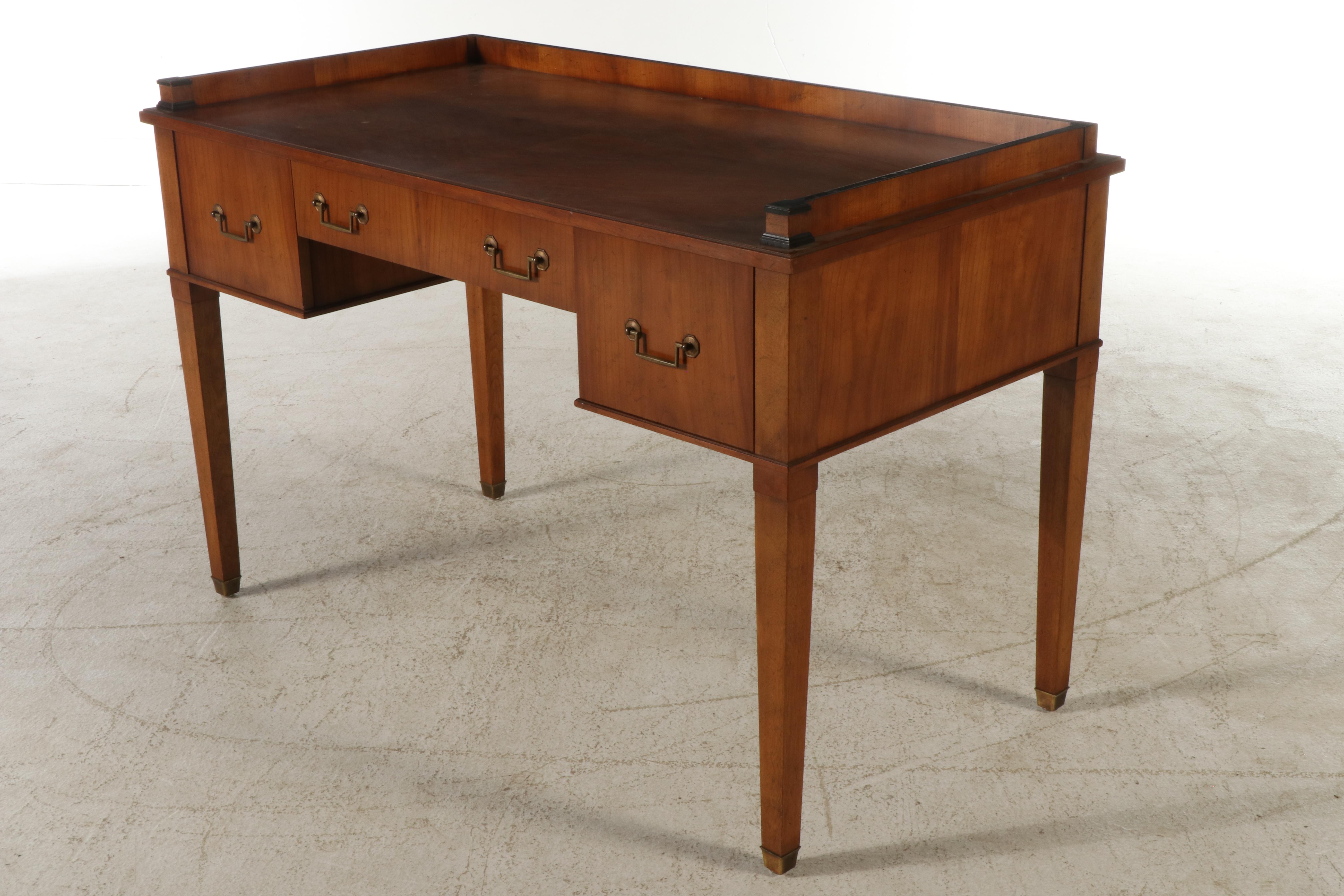 Hollywood Regency Style Wooden Desk and Chair, Mid-20th Century