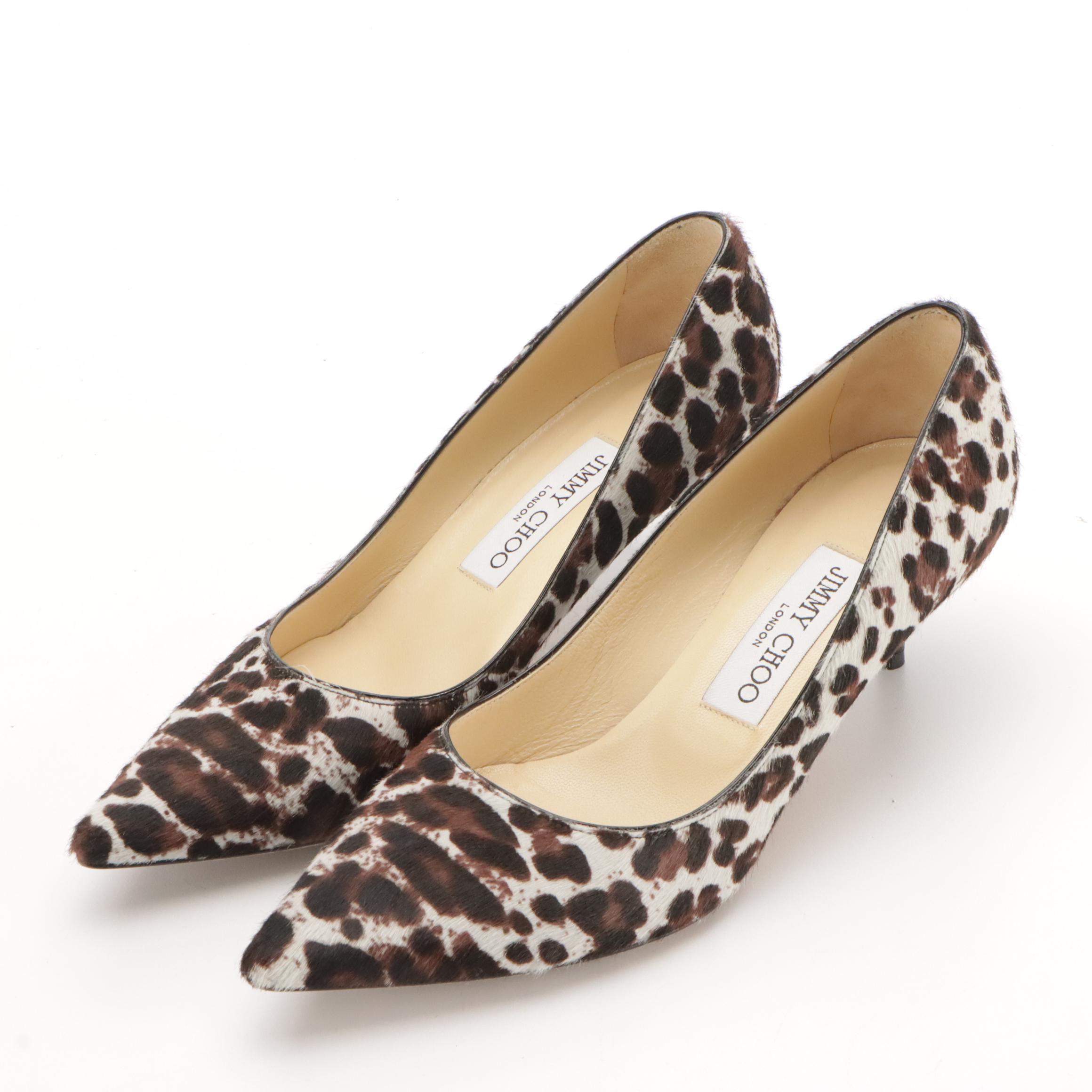 Jimmy Choo Leopard Printed Pony Hair Low-Heel Pumps