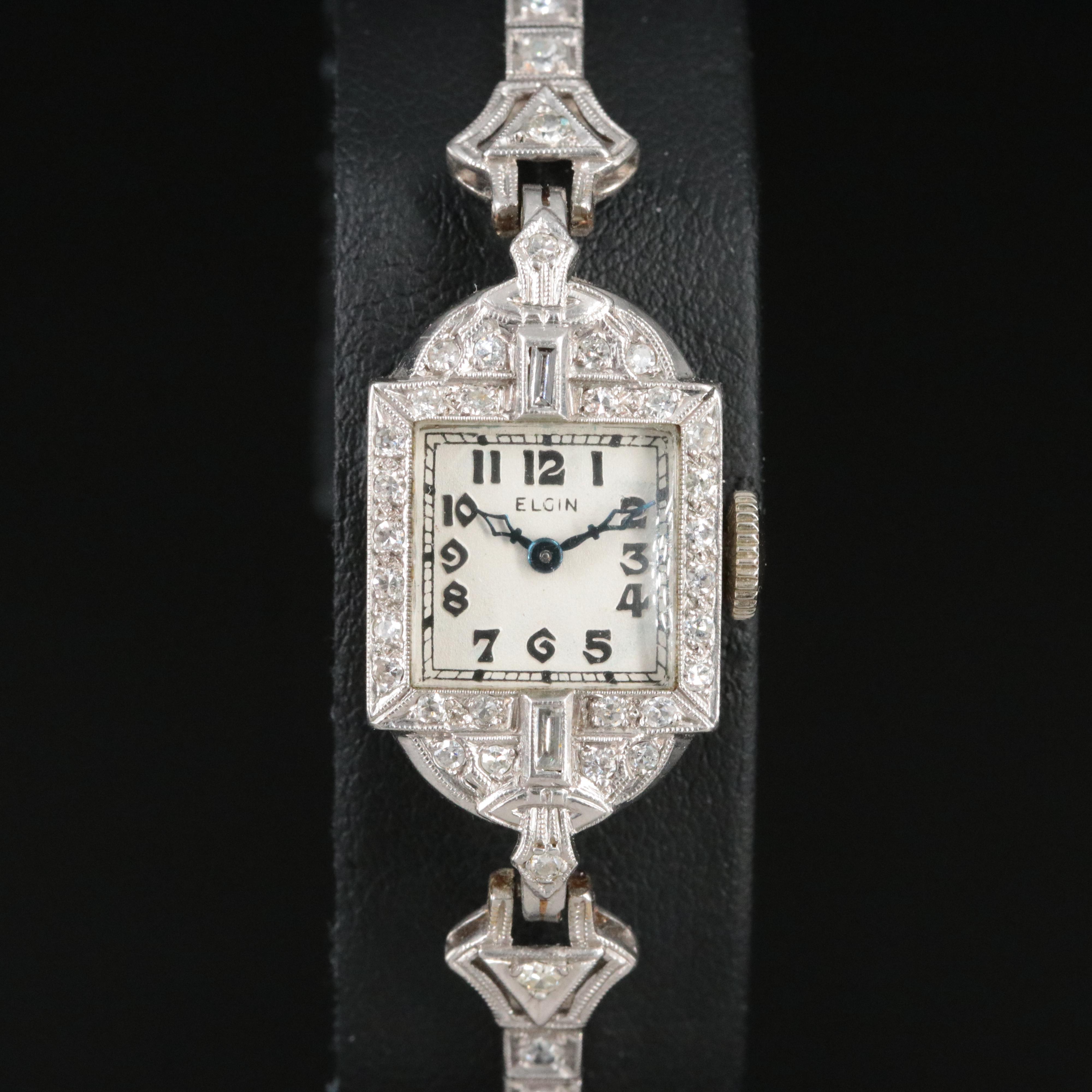1938 Platinum Elgin Diamond Watch