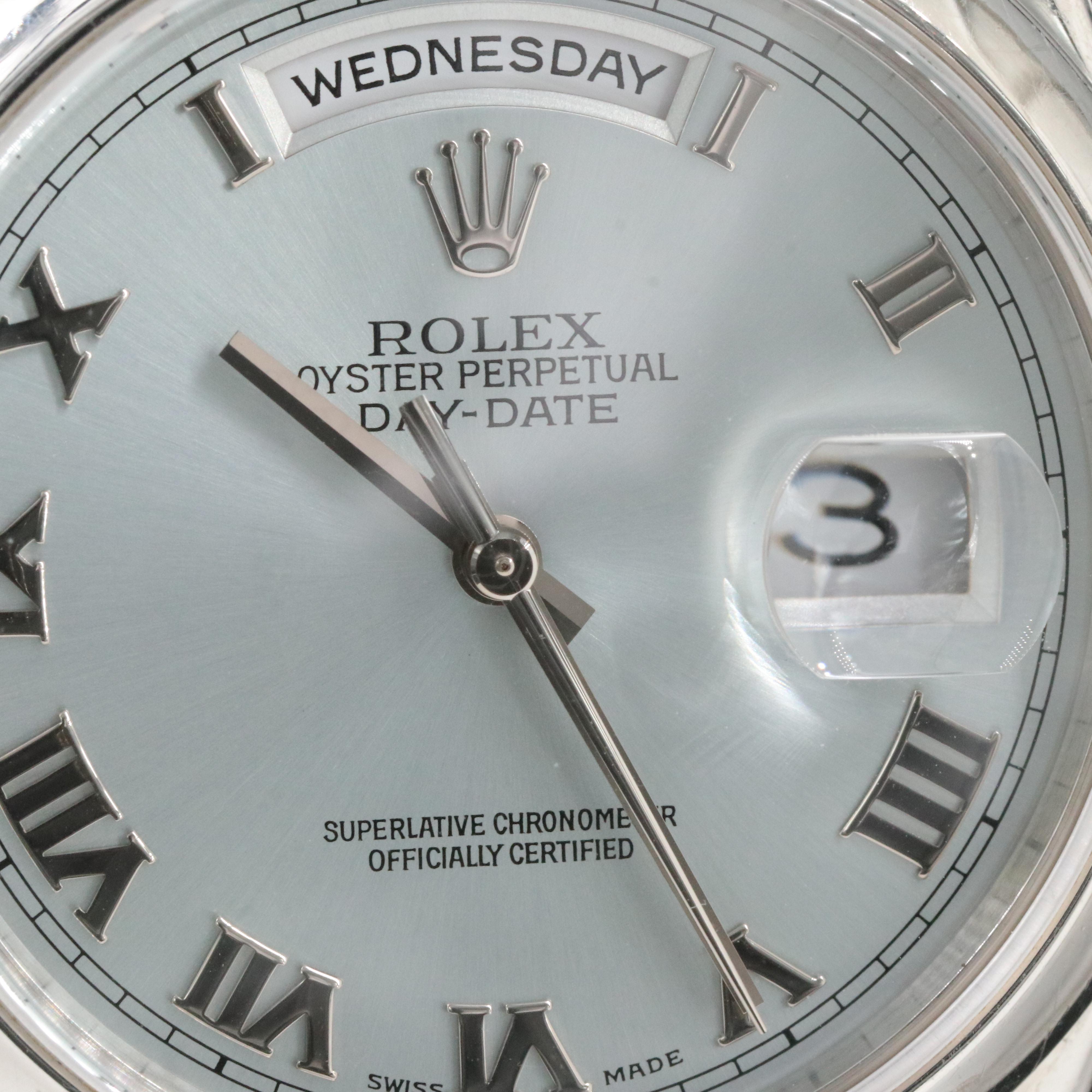 Rolex Day-Date 118206 Ice Blue 36mm Platinum Automatic Watch