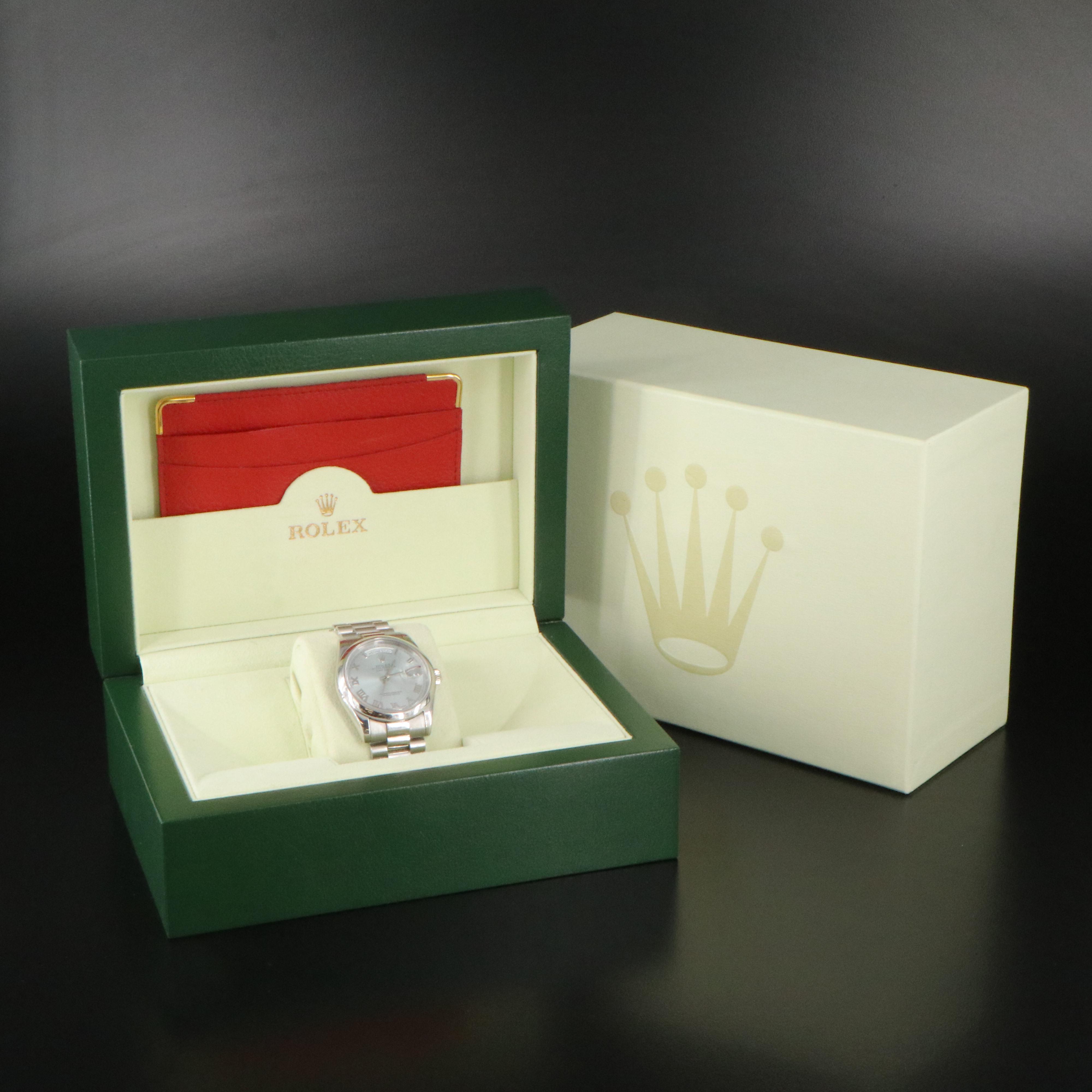 Rolex Day-Date 118206 Ice Blue 36mm Platinum Automatic Watch