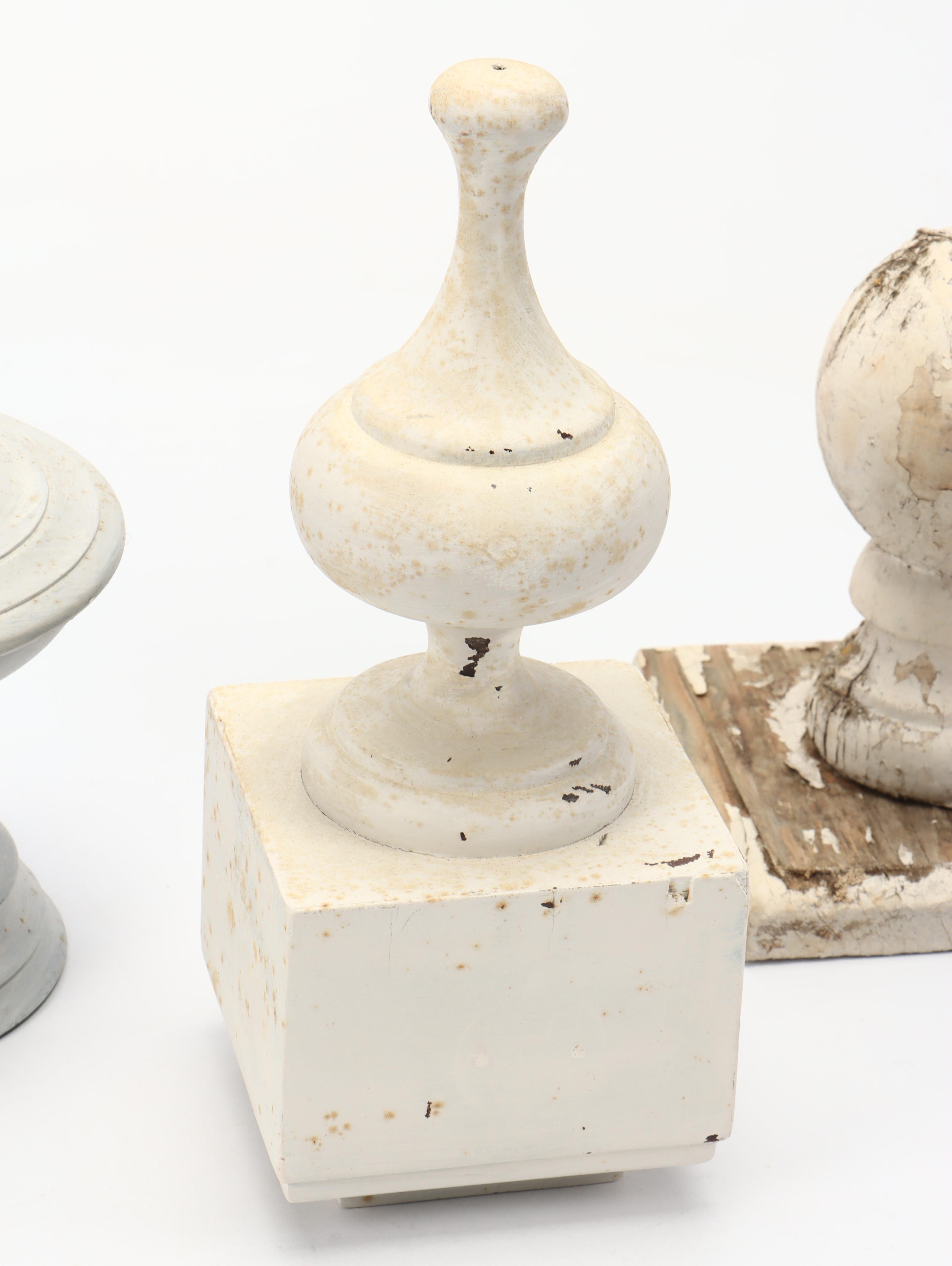 Wooden Banister Finials and End Caps with Wall Hangings and Ceramic Lidded Jars