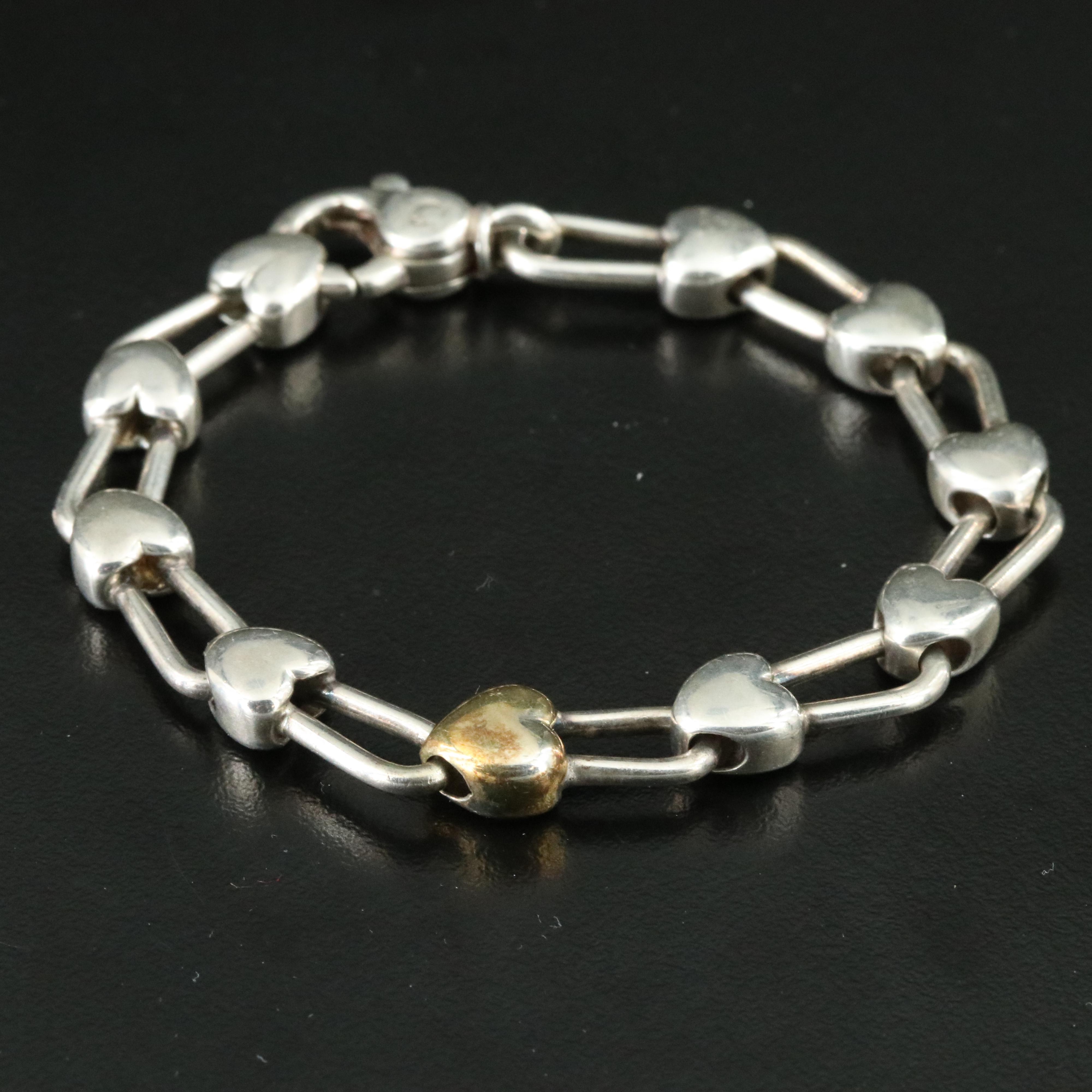 Tiffany & Co. Sterling Hearts Padlock Bracelet with 18K Accent