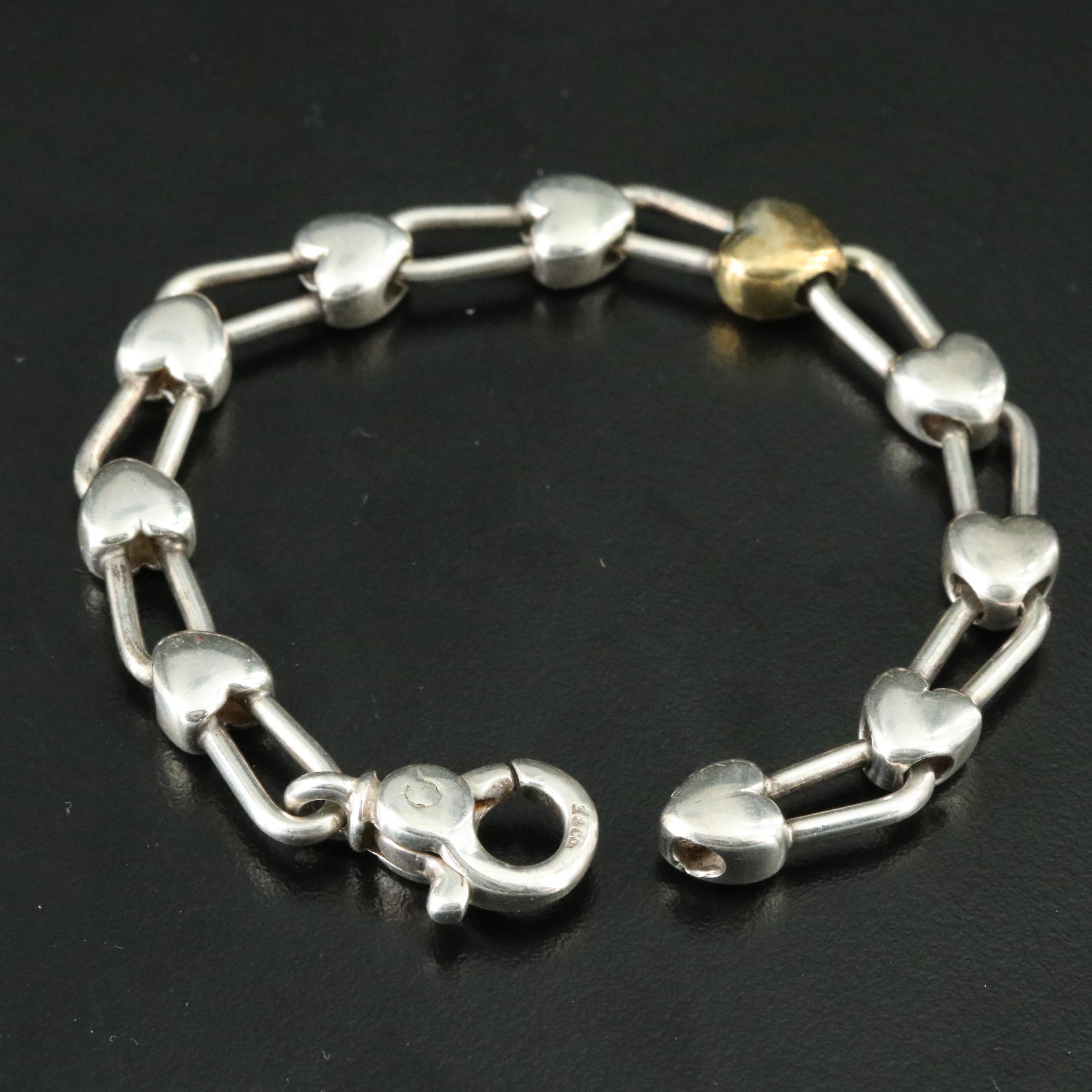 Tiffany & Co. Sterling Hearts Padlock Bracelet with 18K Accent