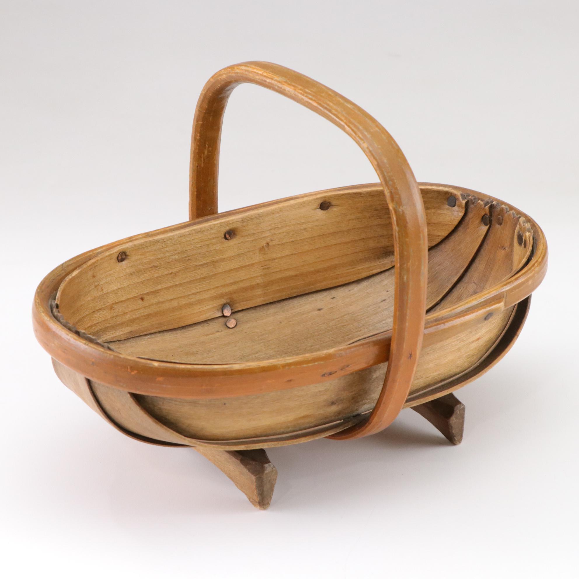 Victorian Milk Glass Hand-Painted Easter Eggs in Basket, Late 19th/Early 20th