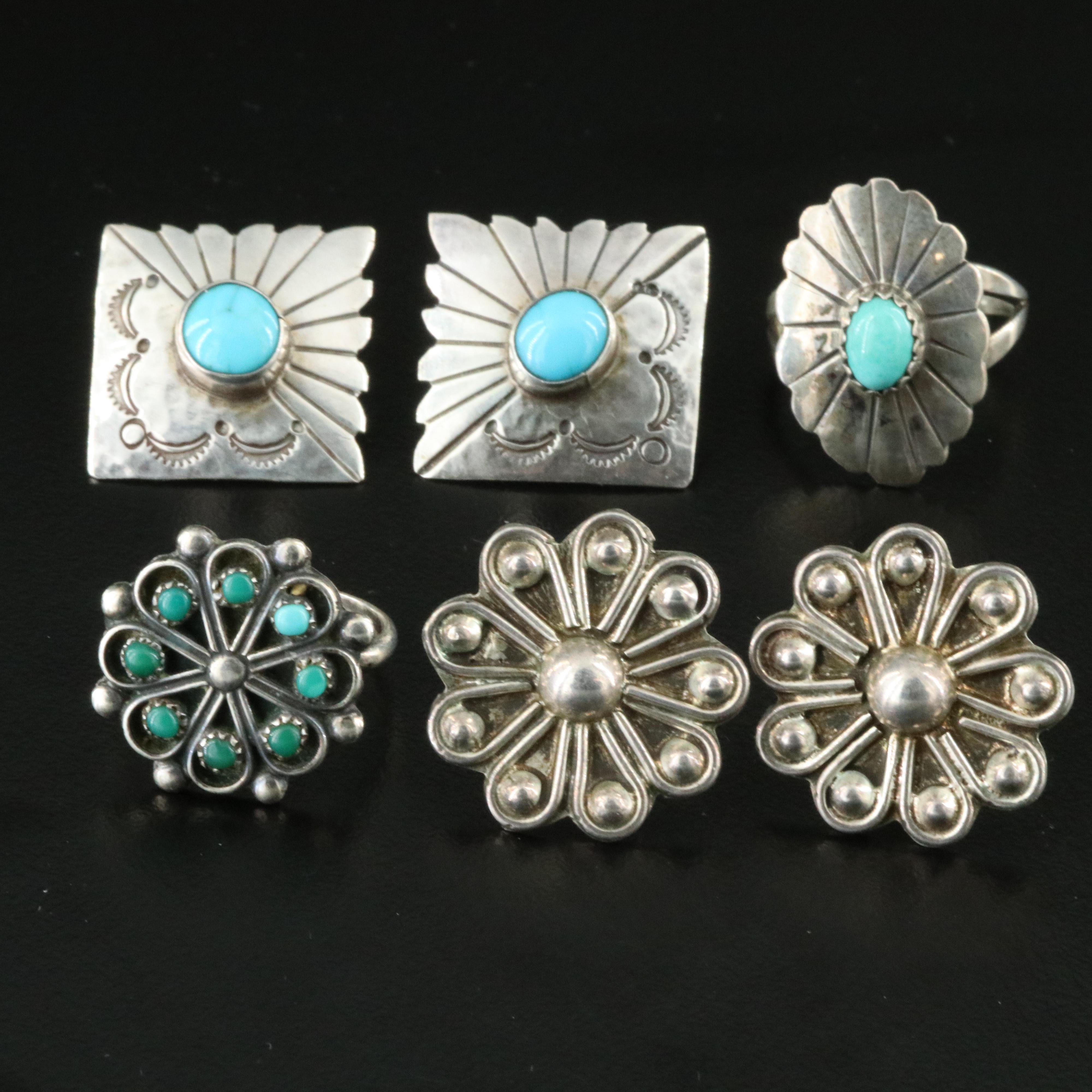 Sterling Turquoise Rings & Earrings Ft. Michael Nez Navajo & Robert Dishta Zuni