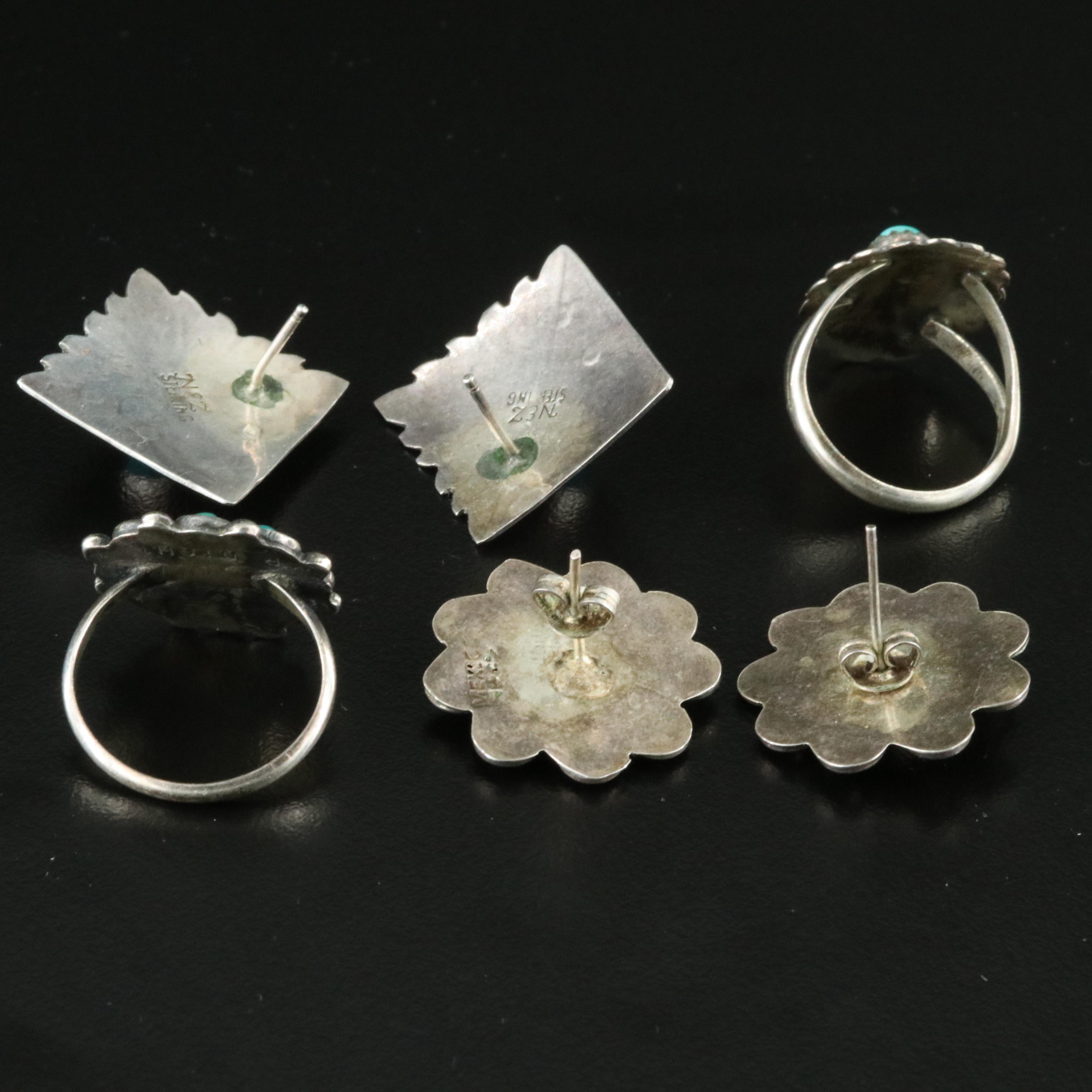 Sterling Turquoise Rings & Earrings Ft. Michael Nez Navajo & Robert Dishta Zuni