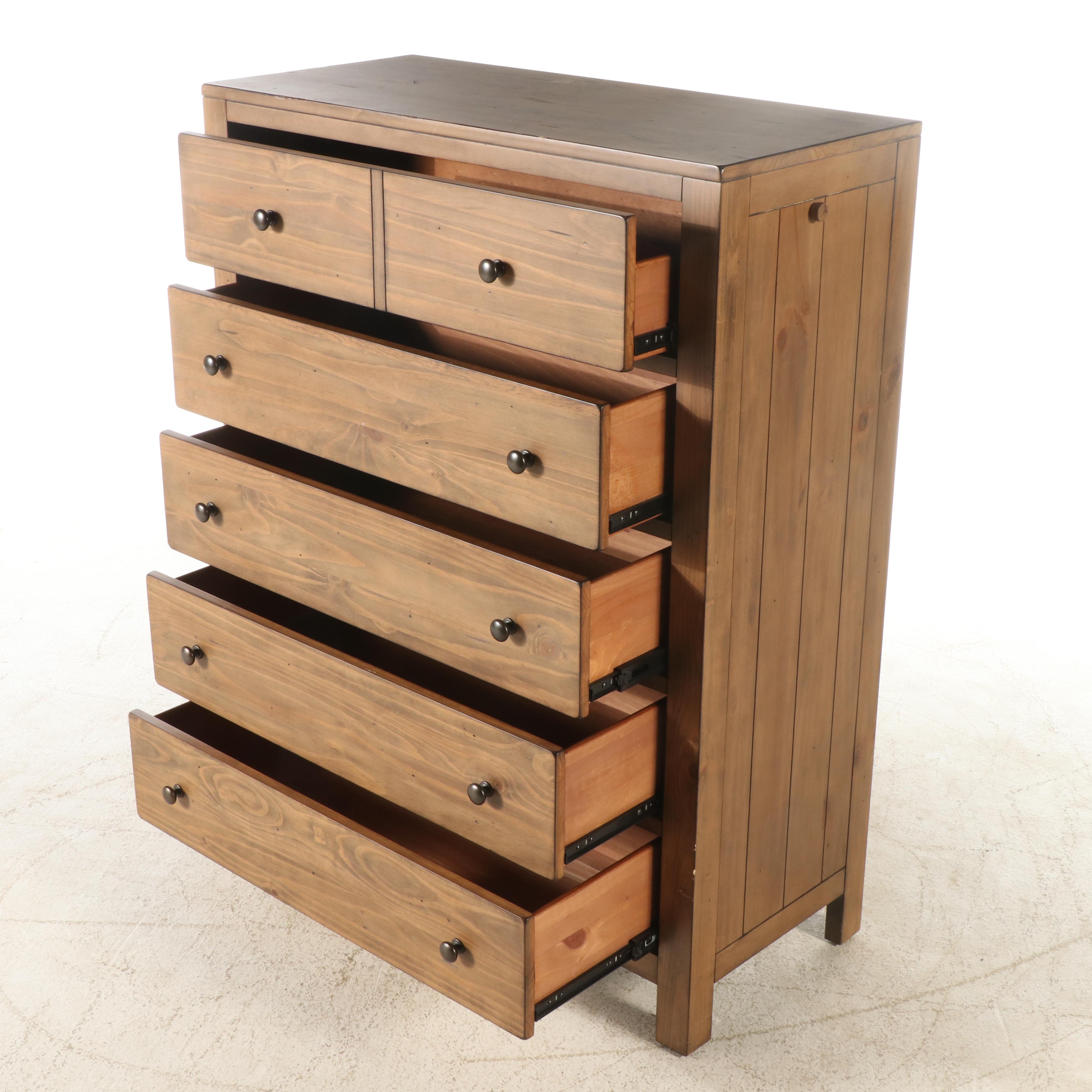 Contemporary Six-Drawer Wooden Chest