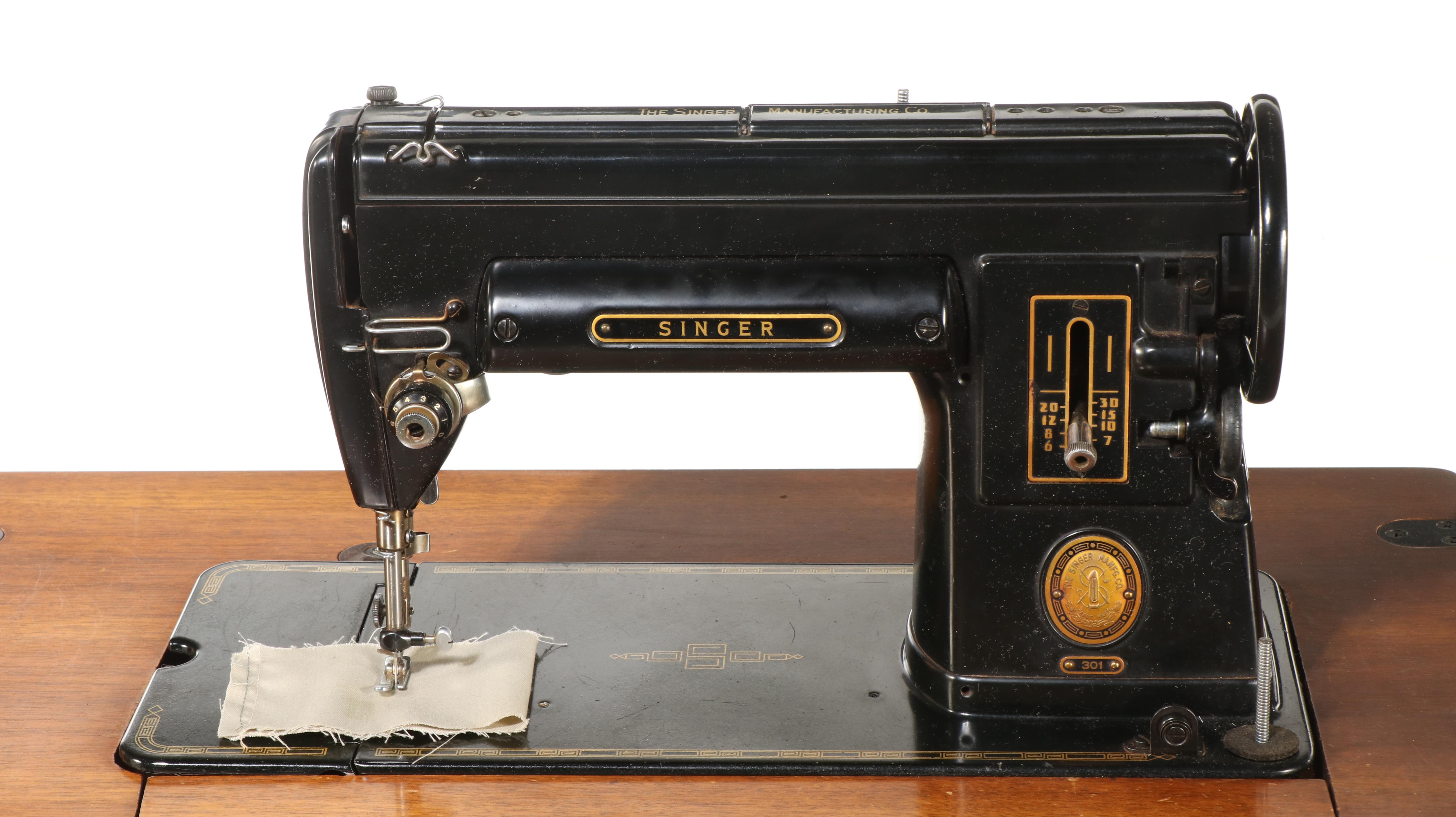 Singer Model 301 Sewing Machine with Sewing Table and Accesories