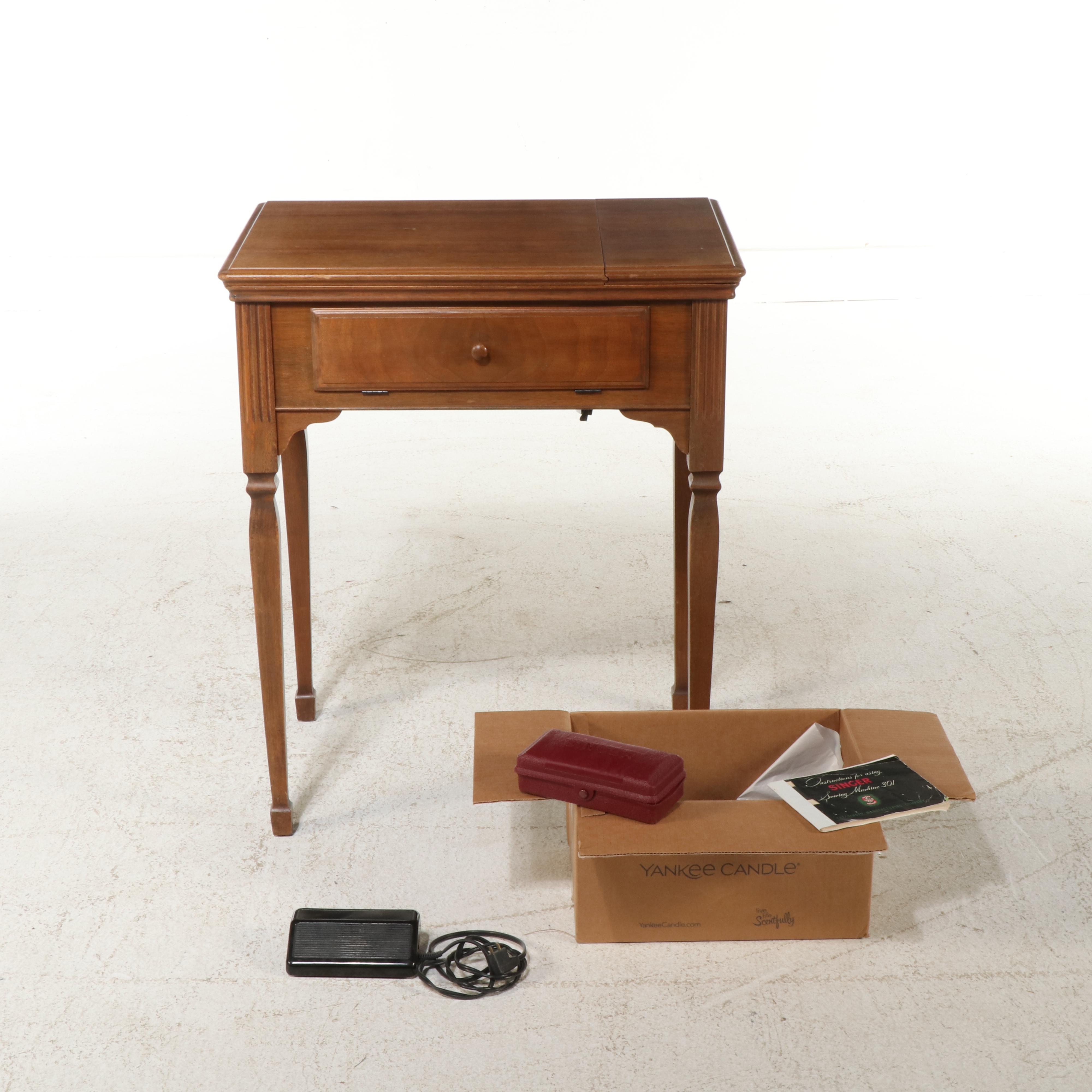 Singer Model 301 Sewing Machine with Sewing Table and Accesories
