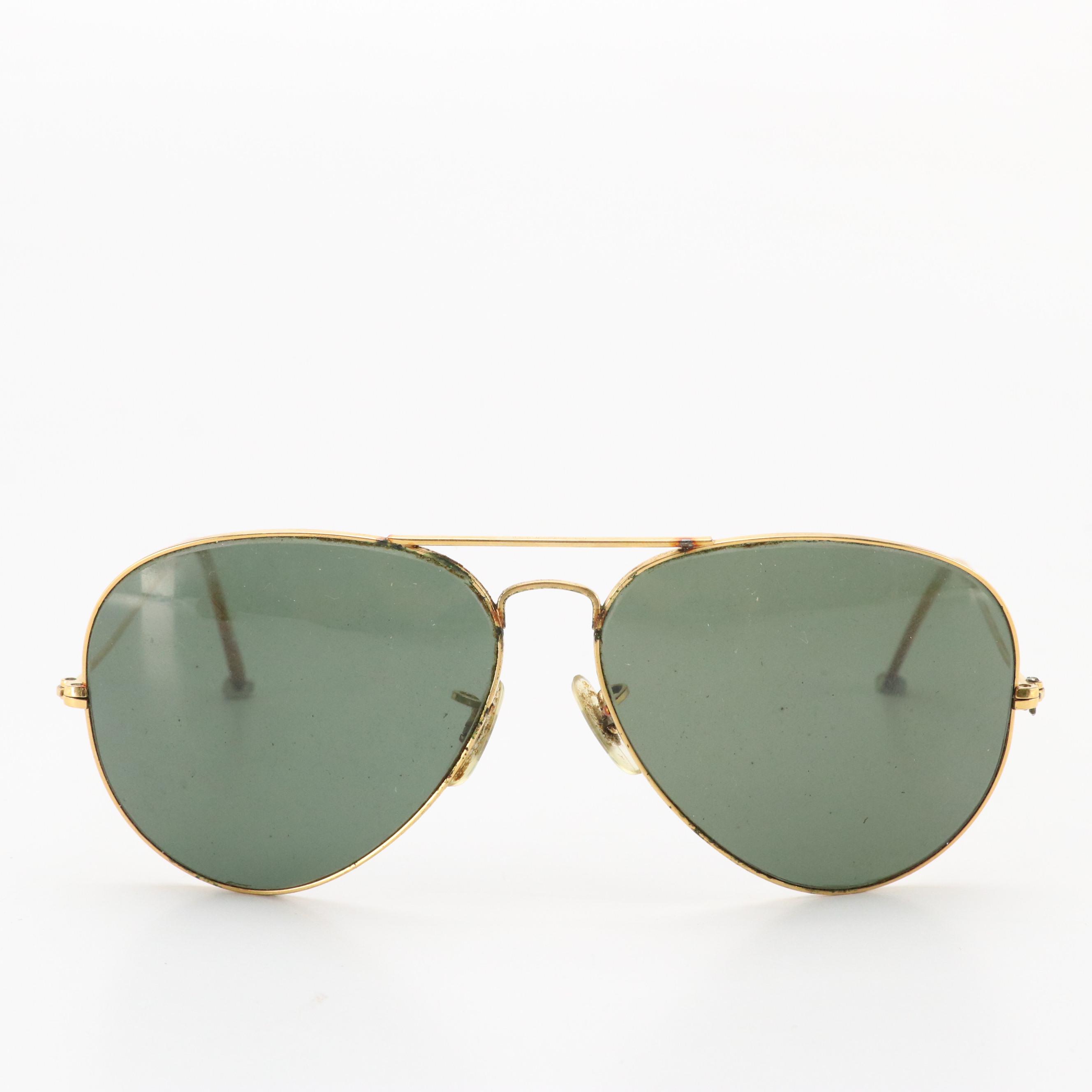 Men's Vintage Bausch & Lomb Ray-Ban Large Aviator Sunglasses with Case