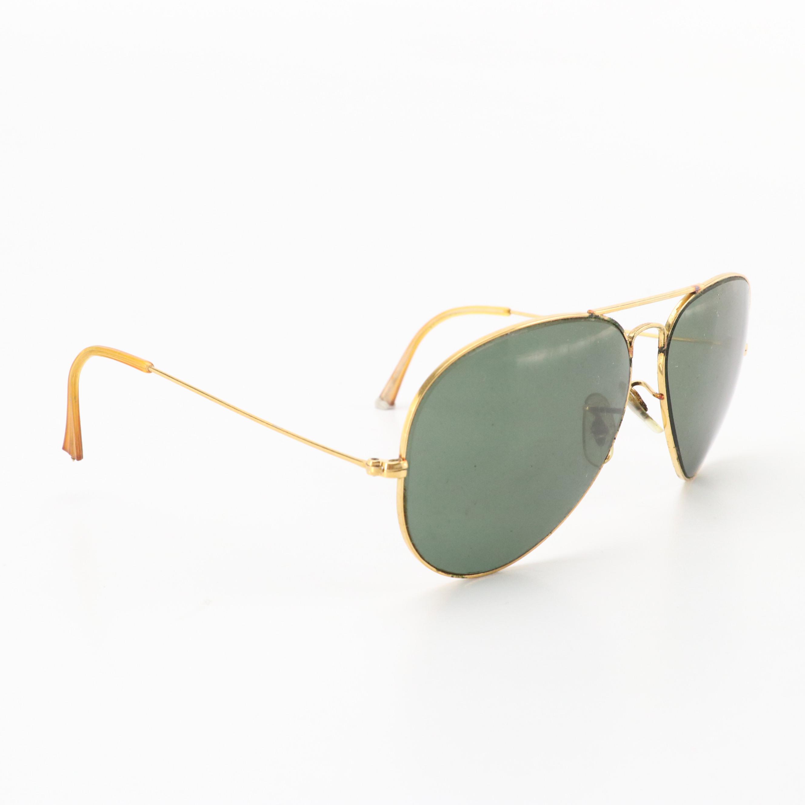 Men's Vintage Bausch & Lomb Ray-Ban Large Aviator Sunglasses with Case