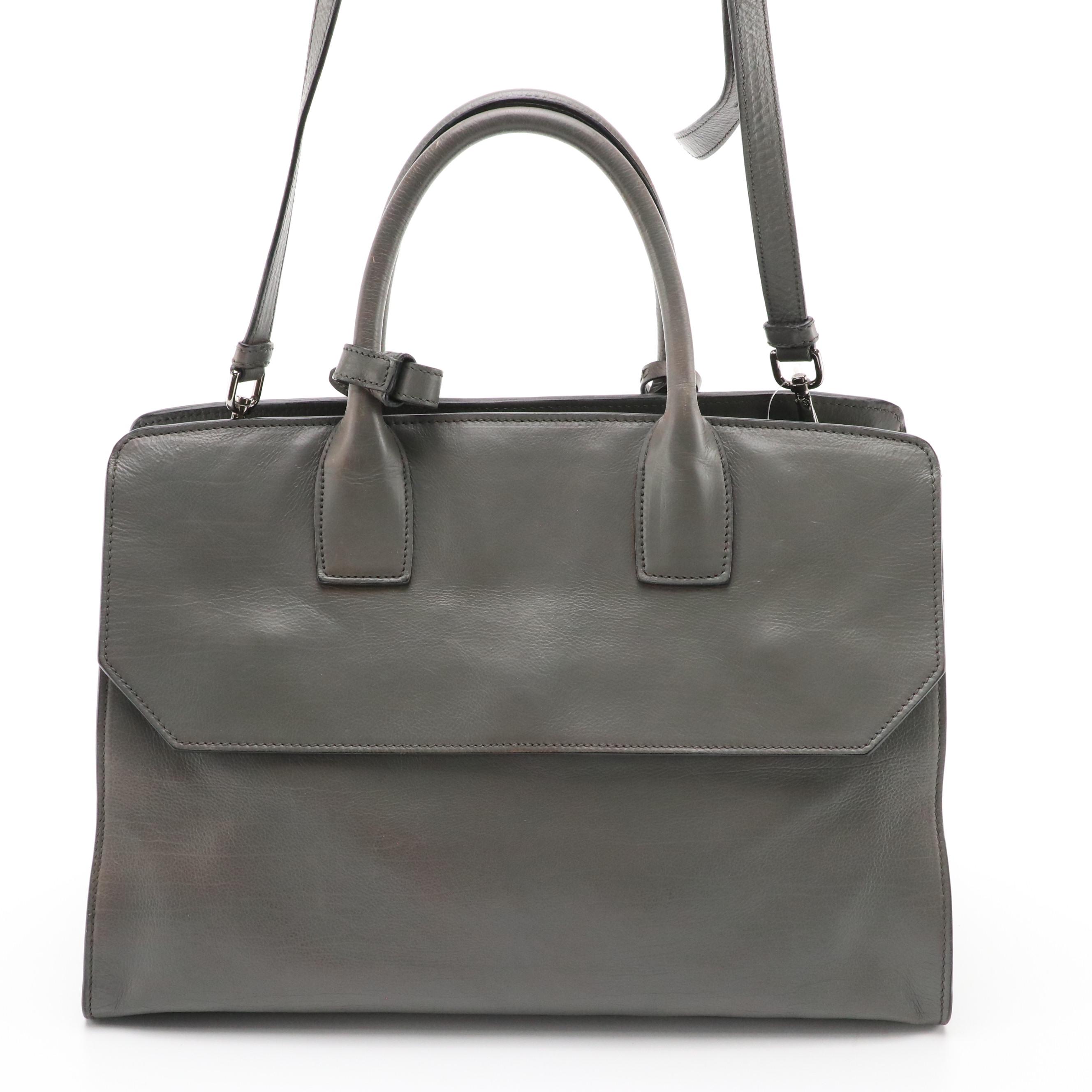 Prada Cool Grey Leather Two-Way Tote Bag