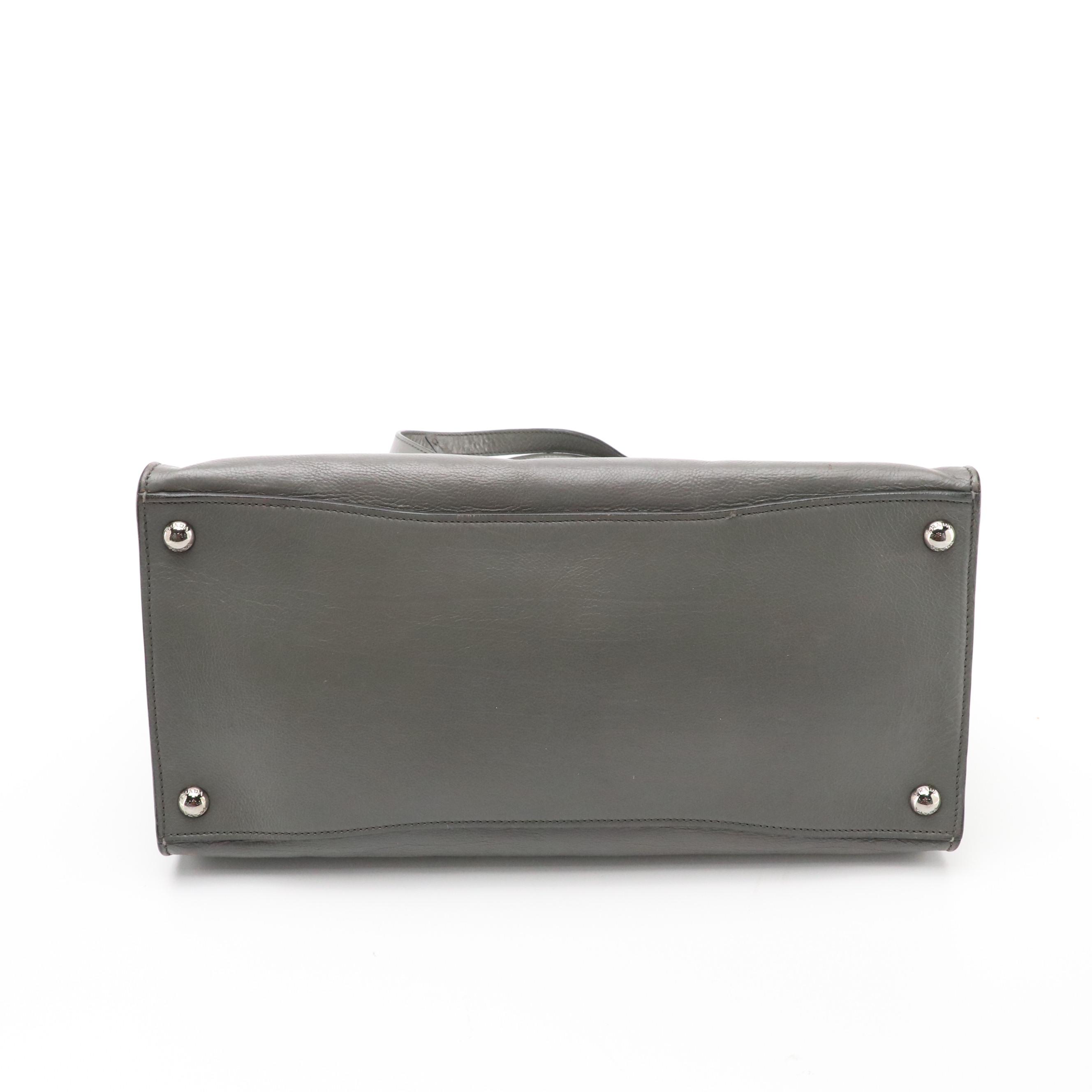 Prada Cool Grey Leather Two-Way Tote Bag