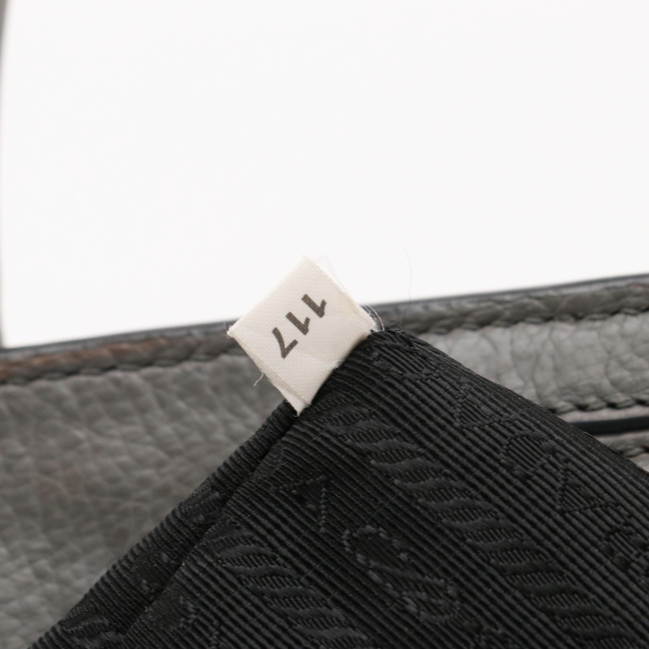 Prada Cool Grey Leather Two-Way Tote Bag