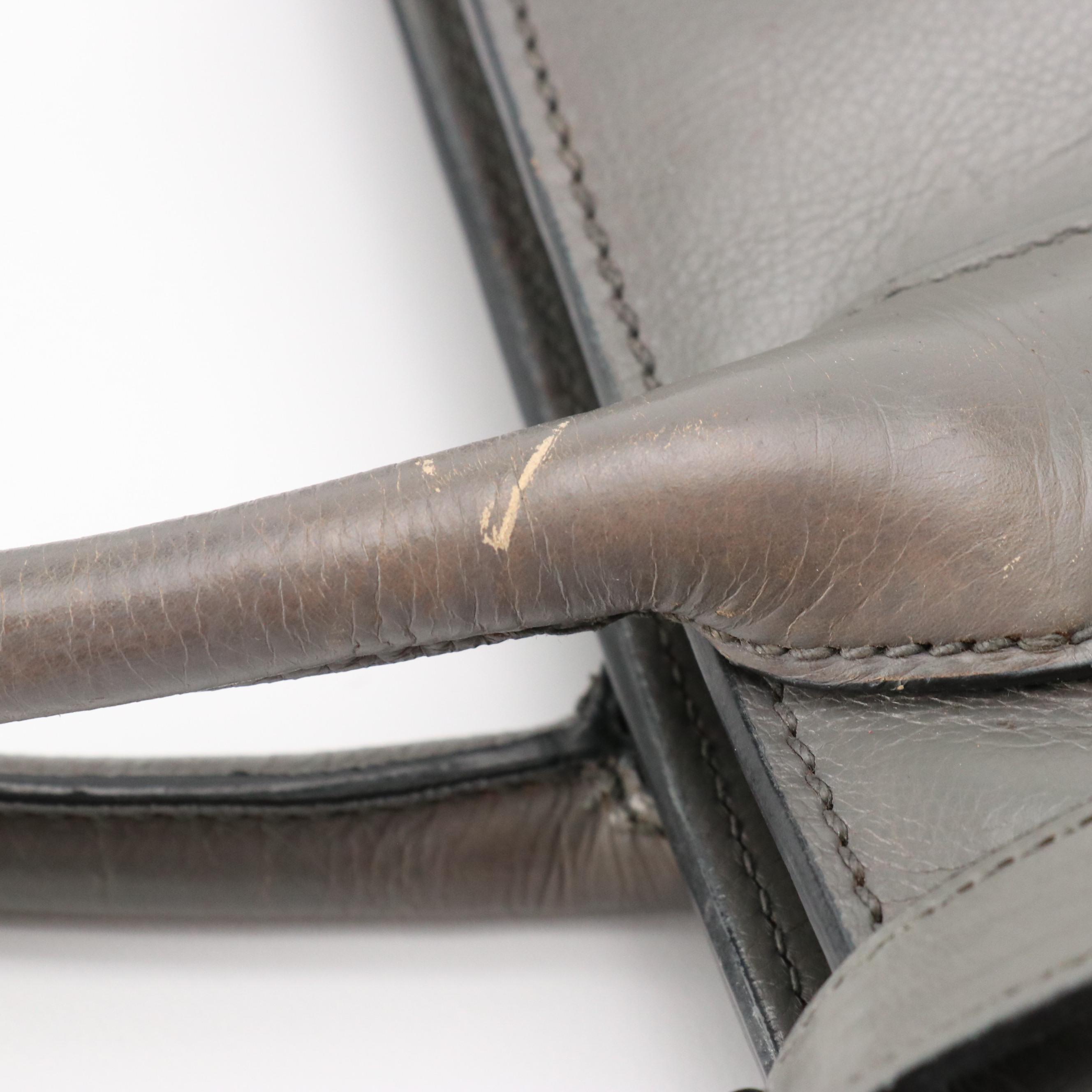 Prada Cool Grey Leather Two-Way Tote Bag