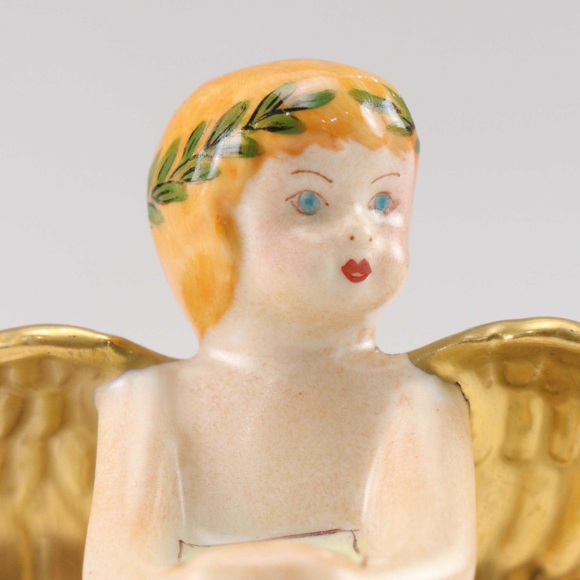 Limoges Hand-Painted Shooting Star Angel Porcelain Compact Trinket Box