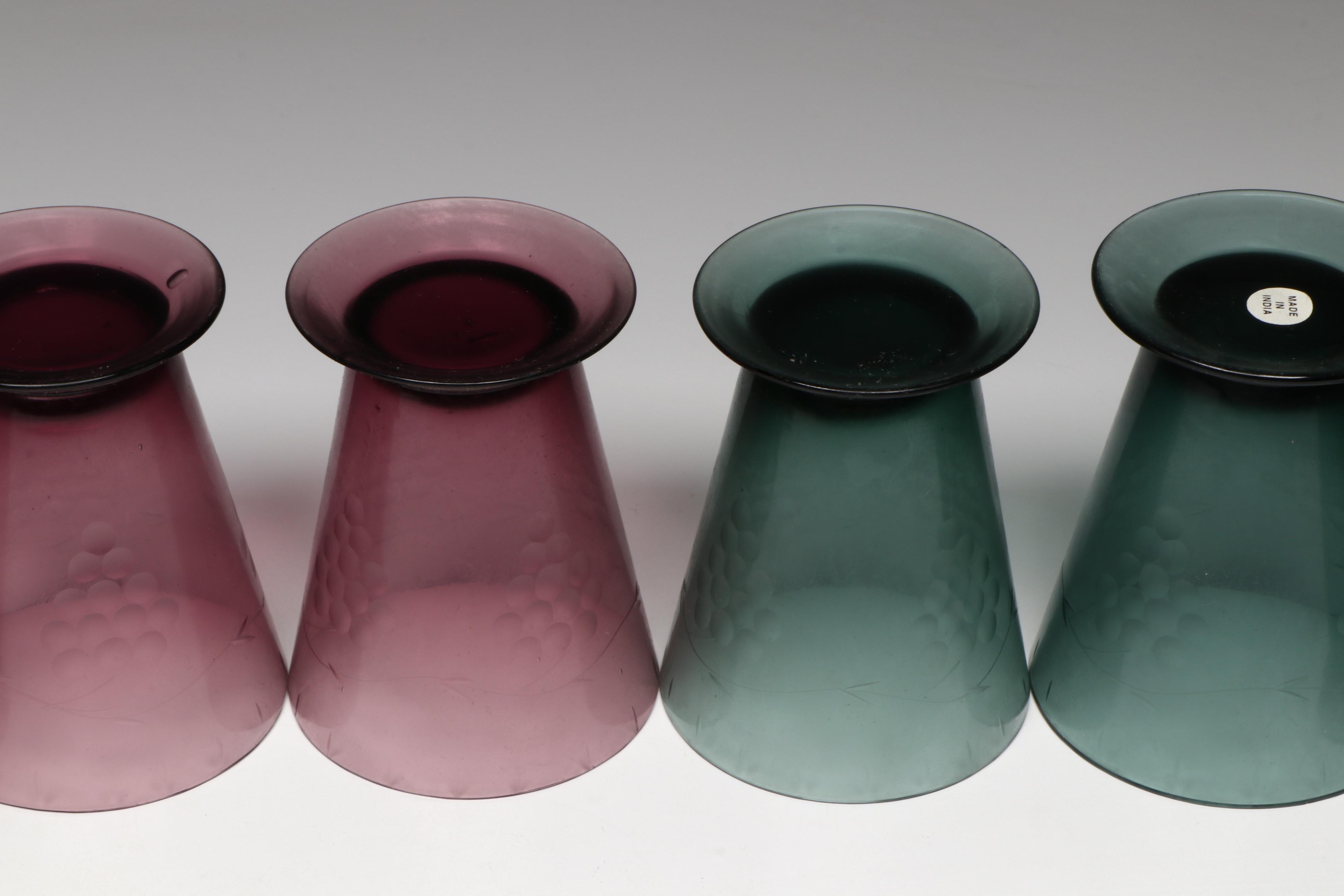 Amethyst and Smoke Glass Julep Cups with Grape Motif