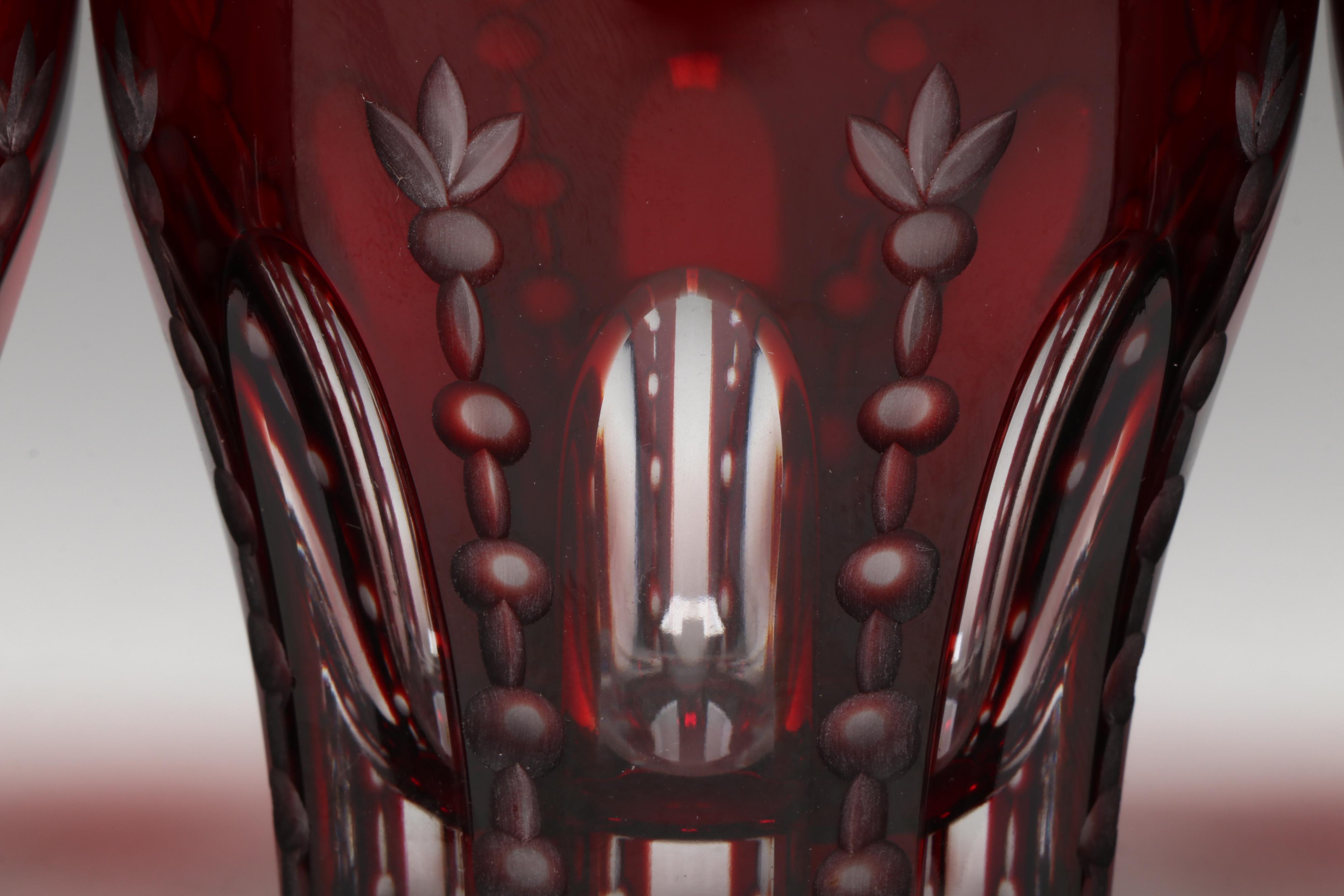 Ajka Crystal Ruby Cut to Clear Tumblers