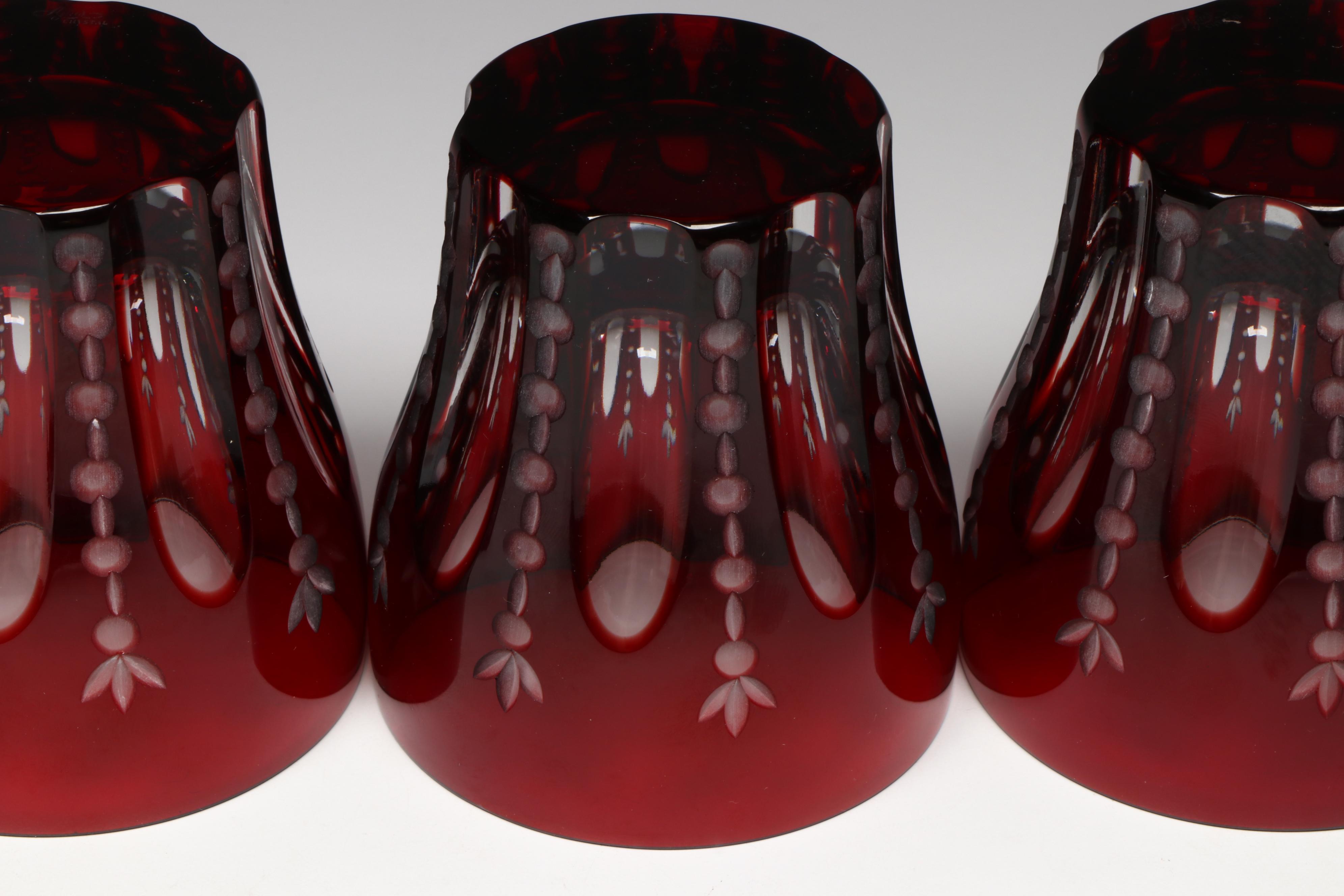Ajka Crystal Ruby Cut to Clear Tumblers
