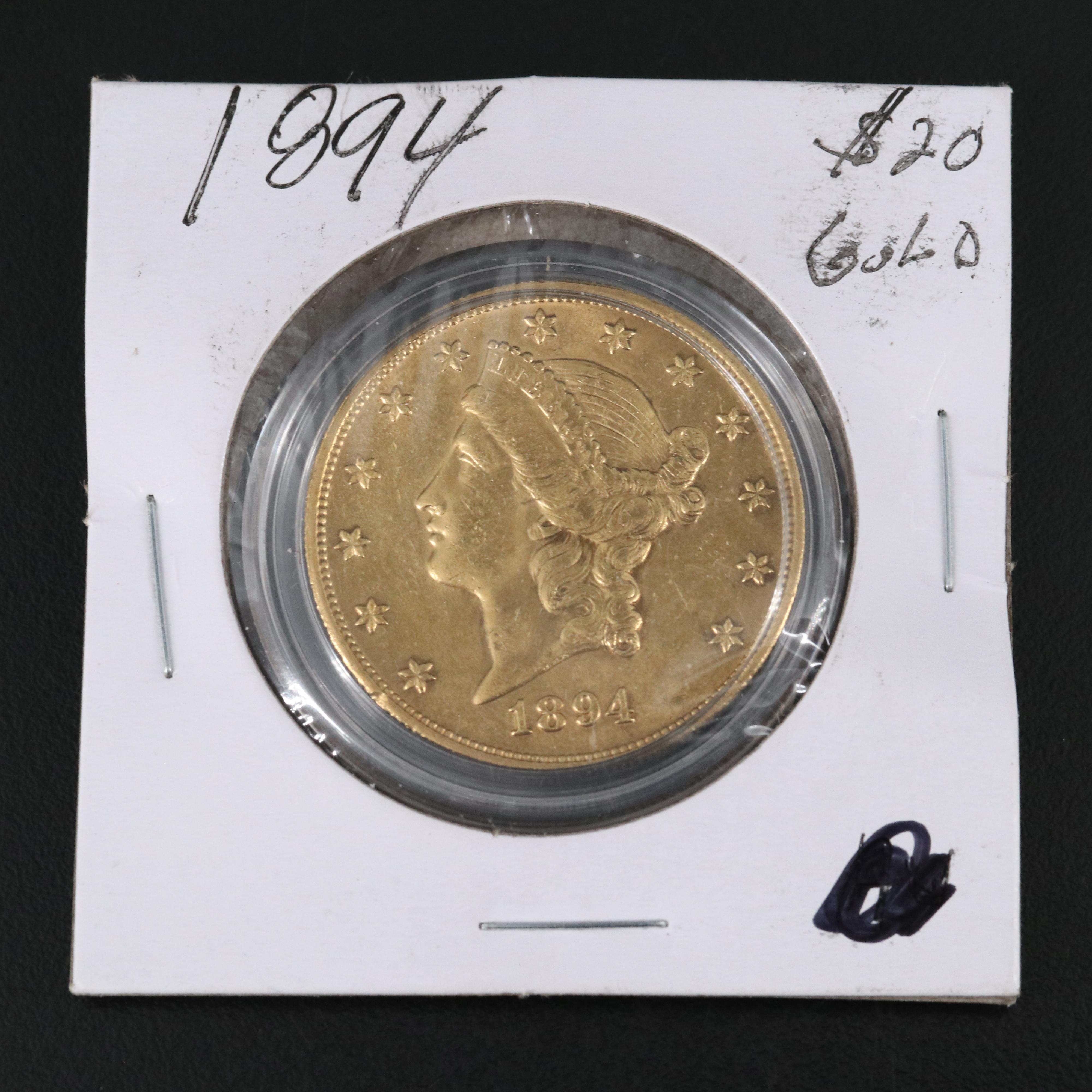 1894 Liberty Head $20 Gold Double Eagle Coin