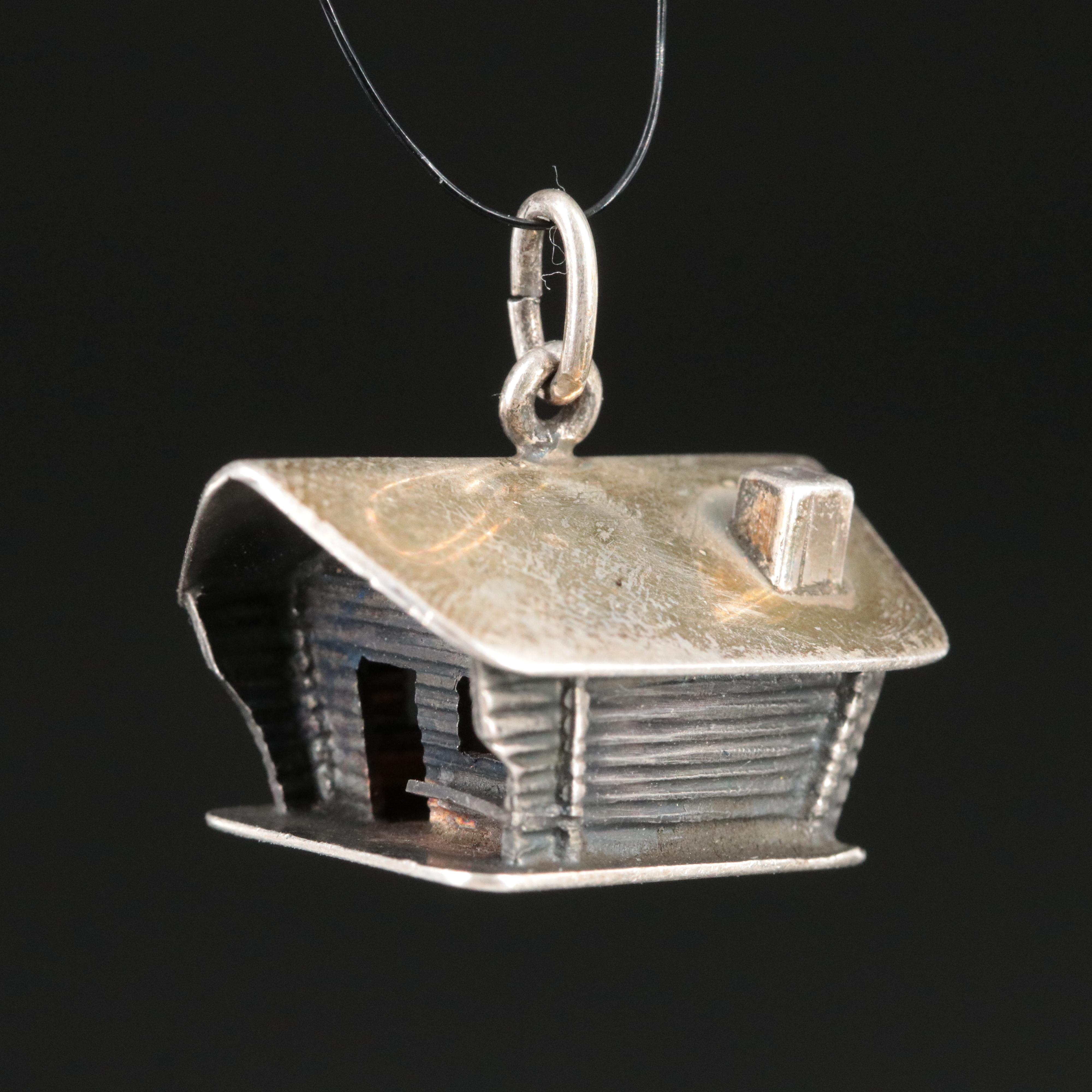 Sterling Log Cabin Charm