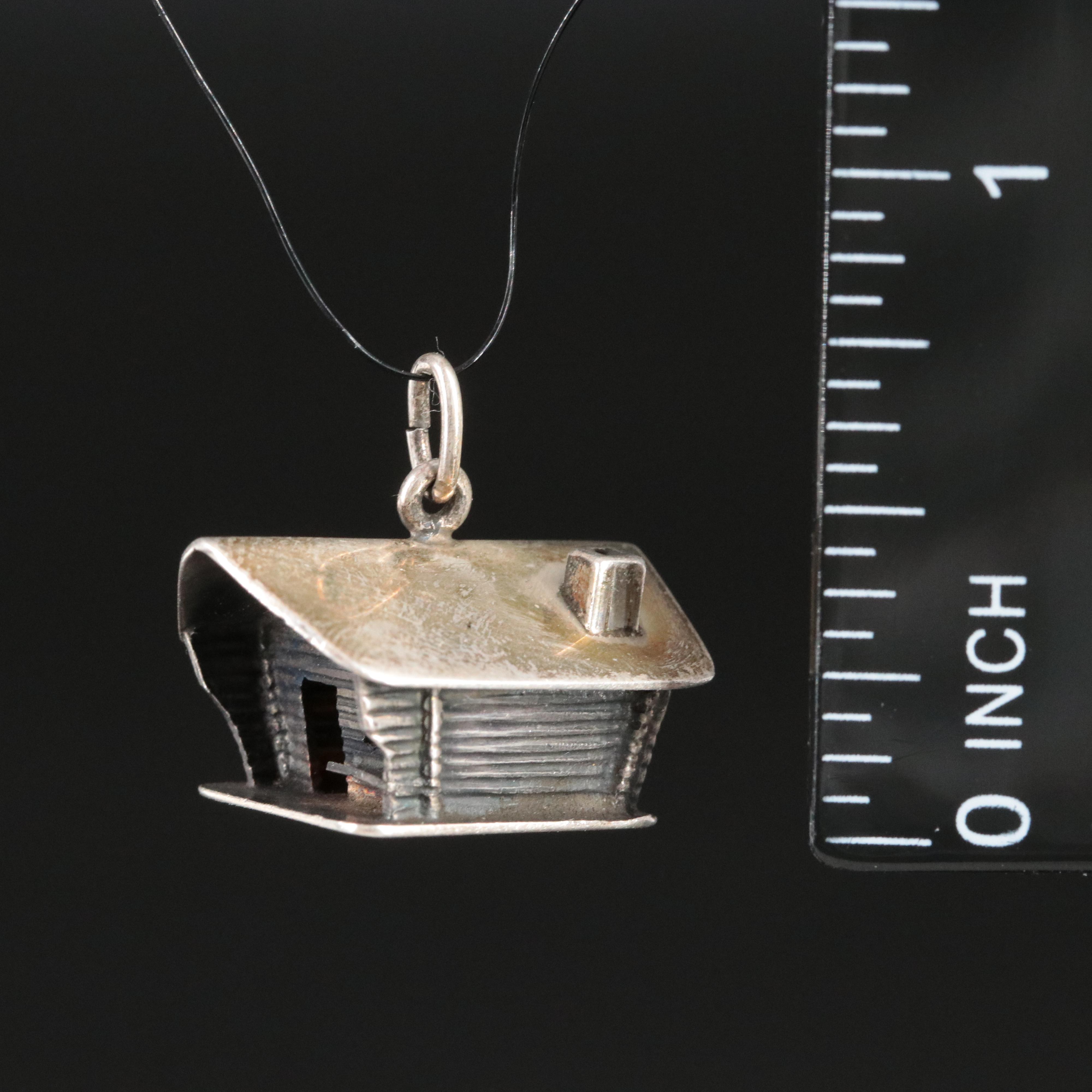 Sterling Log Cabin Charm