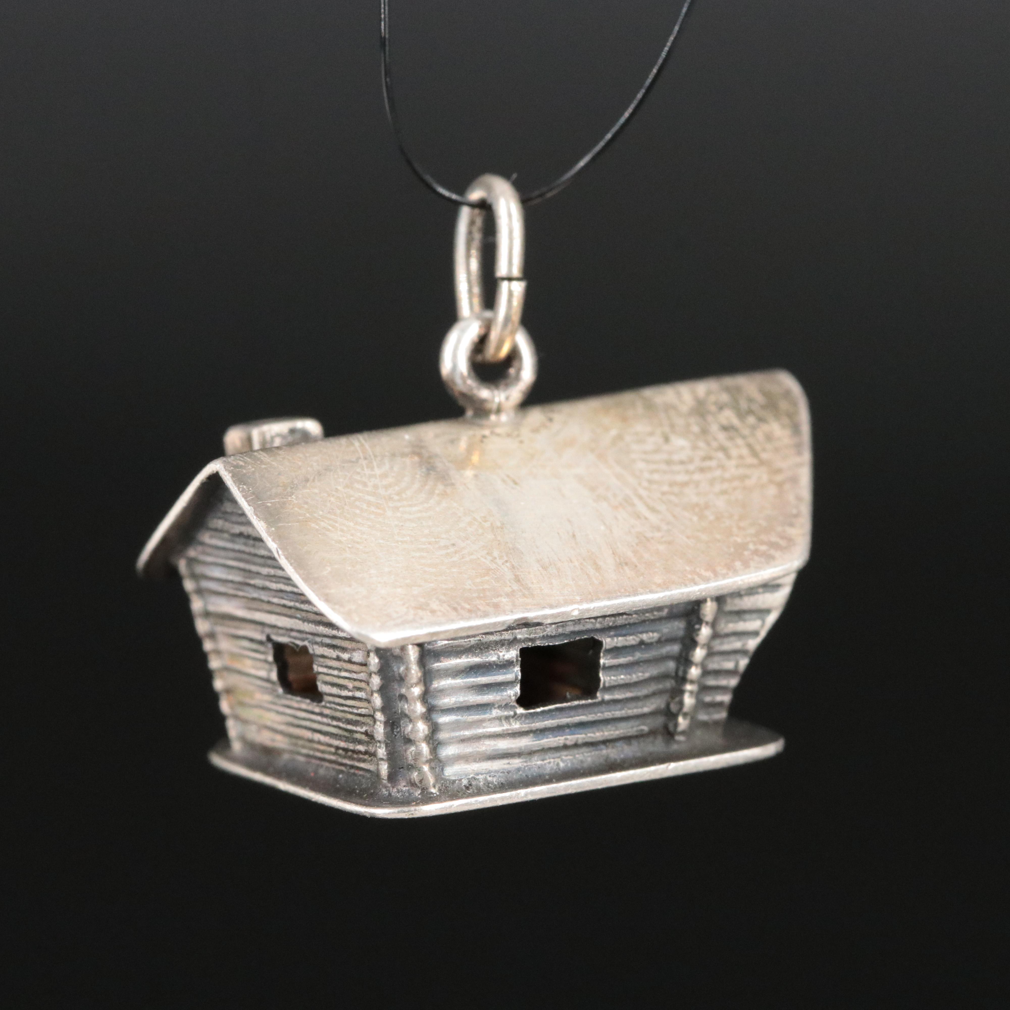 Sterling Log Cabin Charm