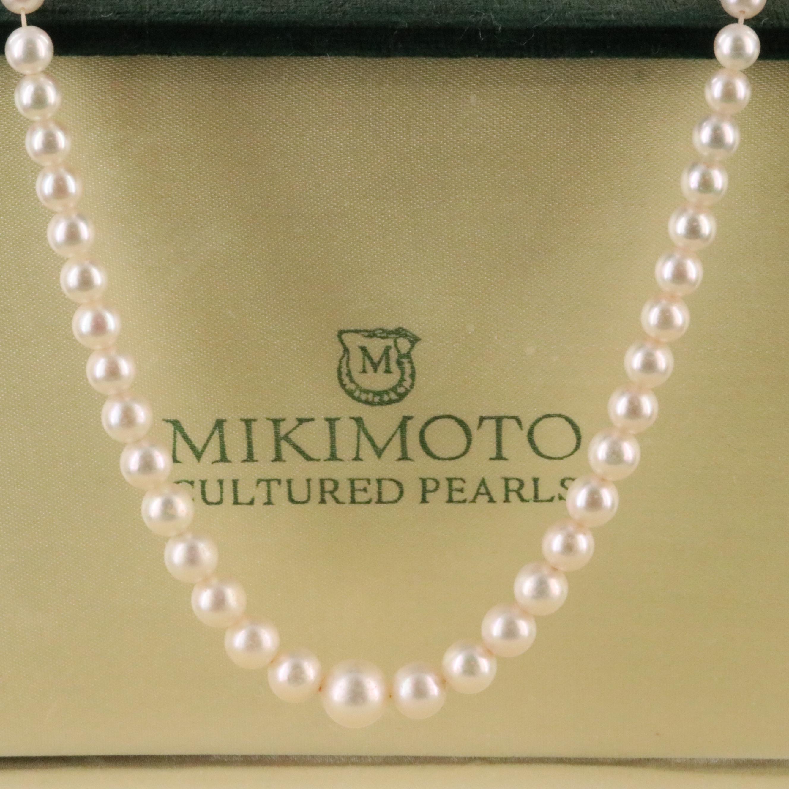 Mikimoto Graduated Pearl Necklace with Sterling Clasp