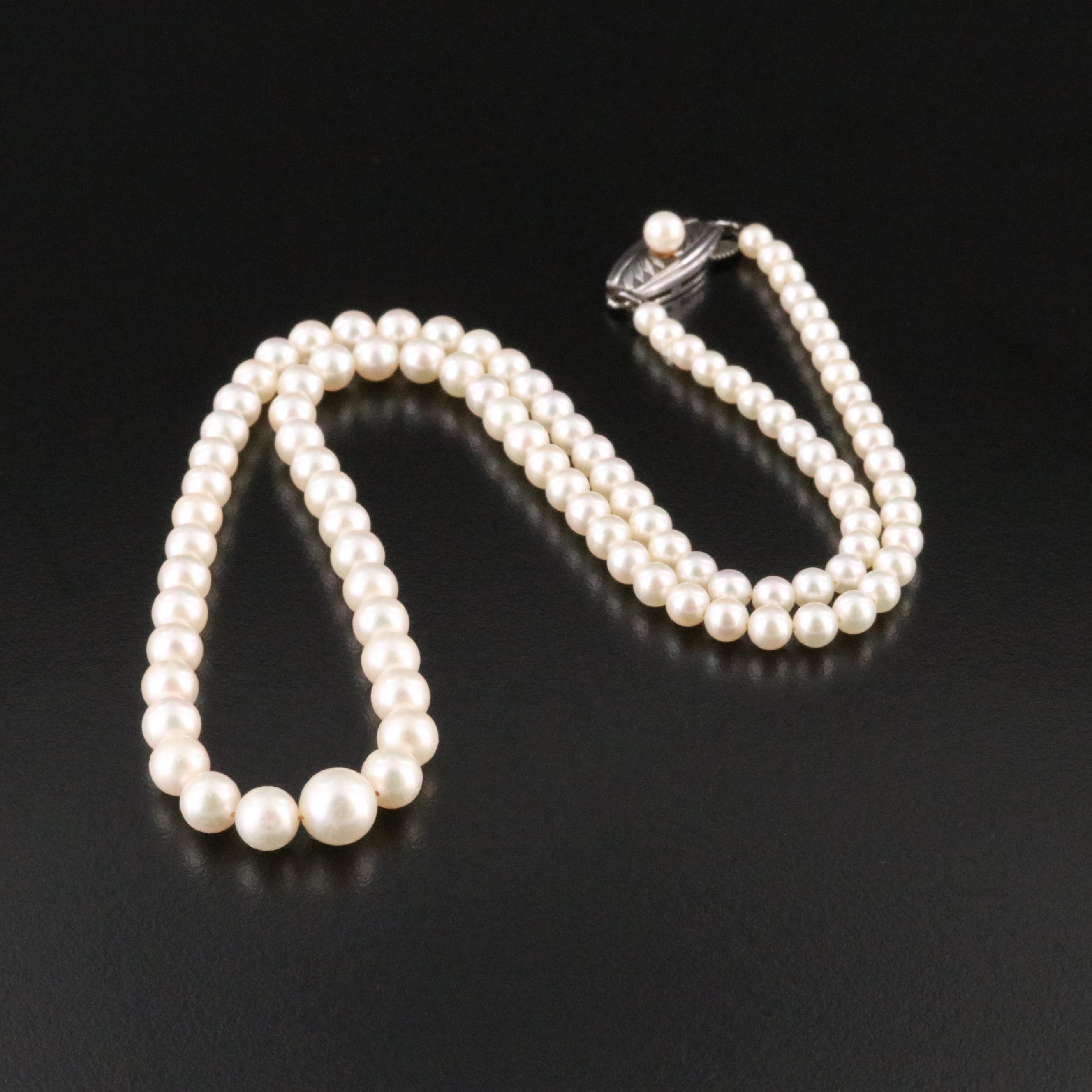 Mikimoto Graduated Pearl Necklace with Sterling Clasp