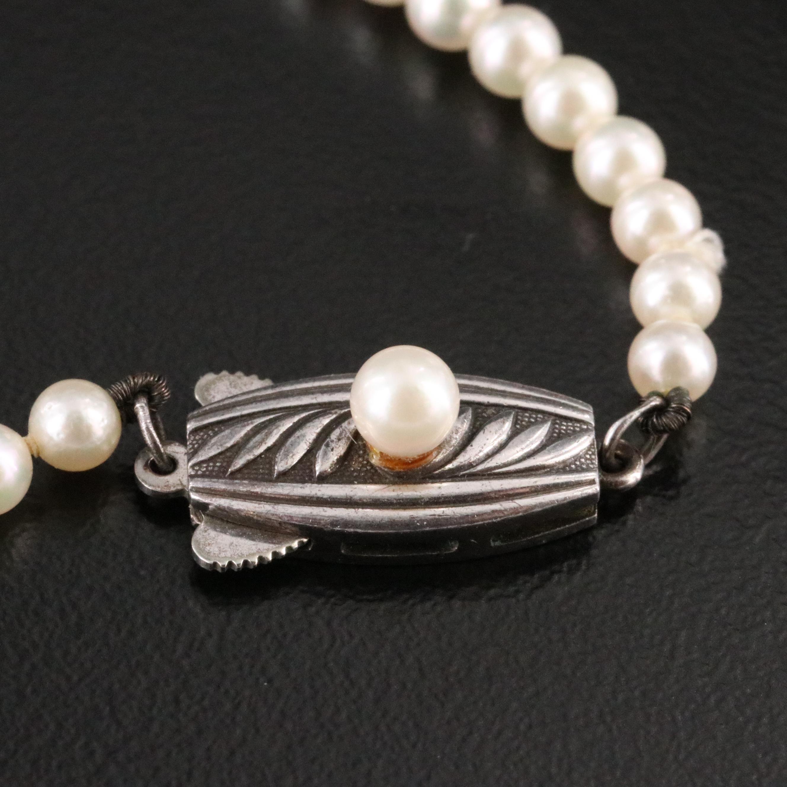 Mikimoto Graduated Pearl Necklace with Sterling Clasp