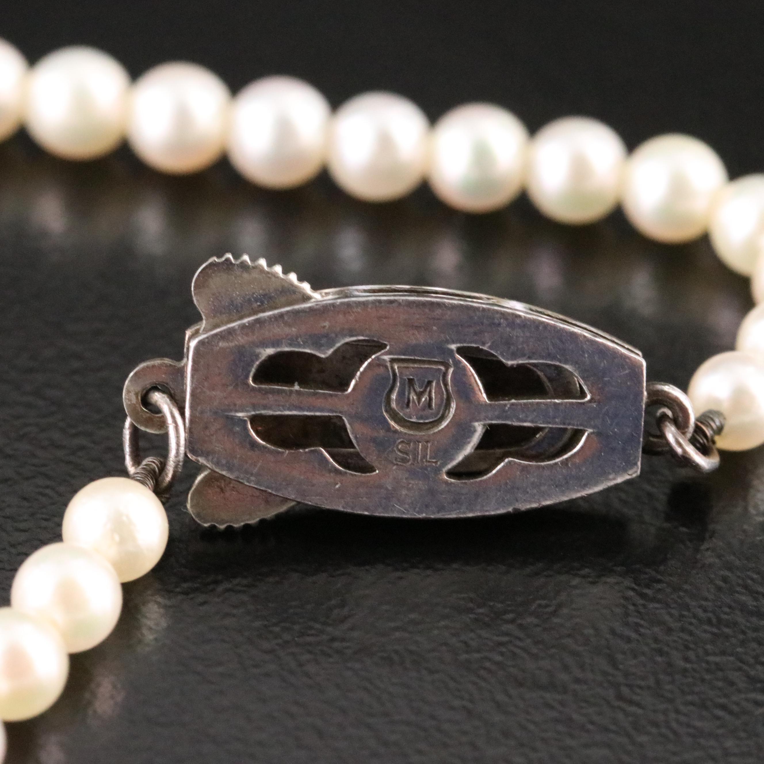 Mikimoto Graduated Pearl Necklace with Sterling Clasp