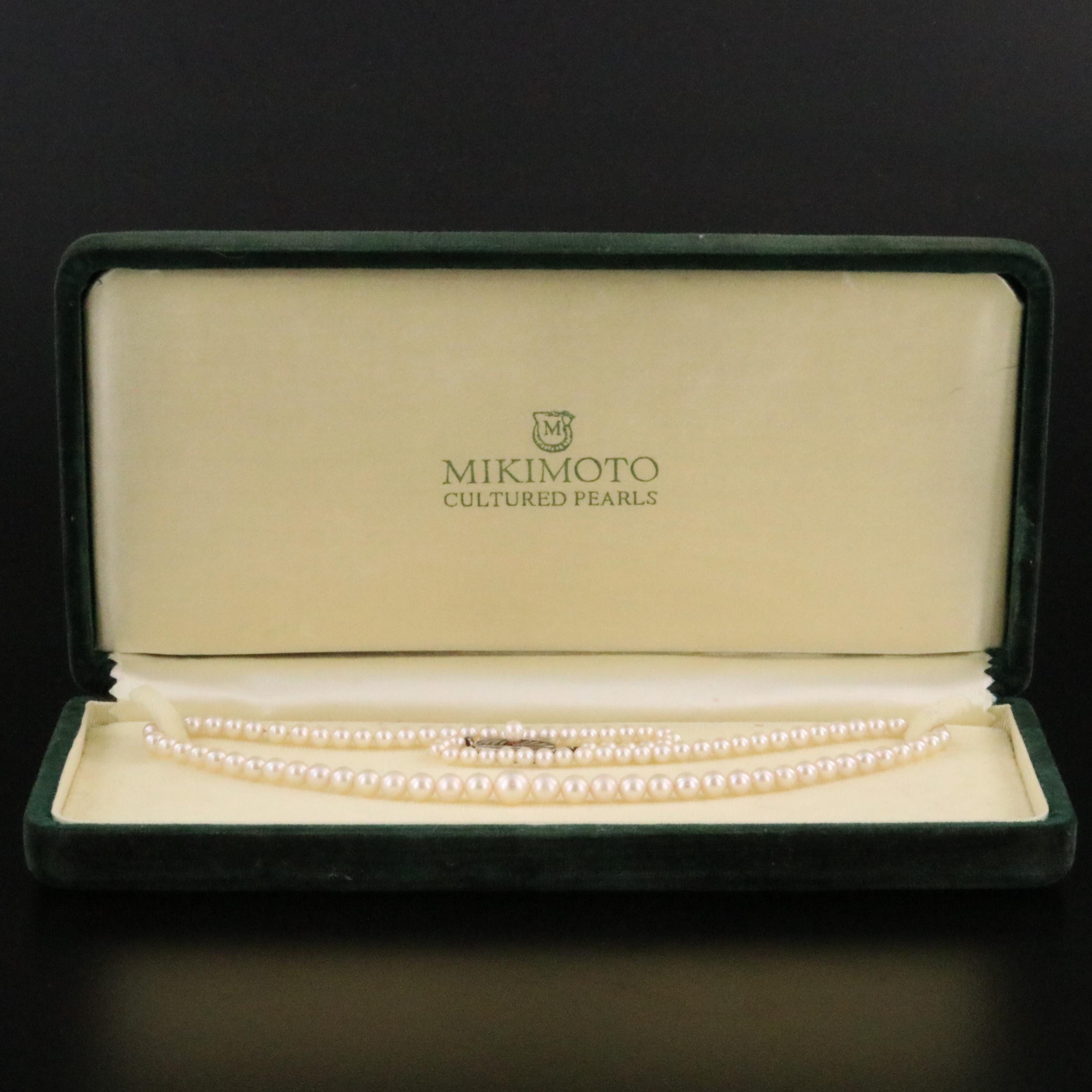Mikimoto Graduated Pearl Necklace with Sterling Clasp