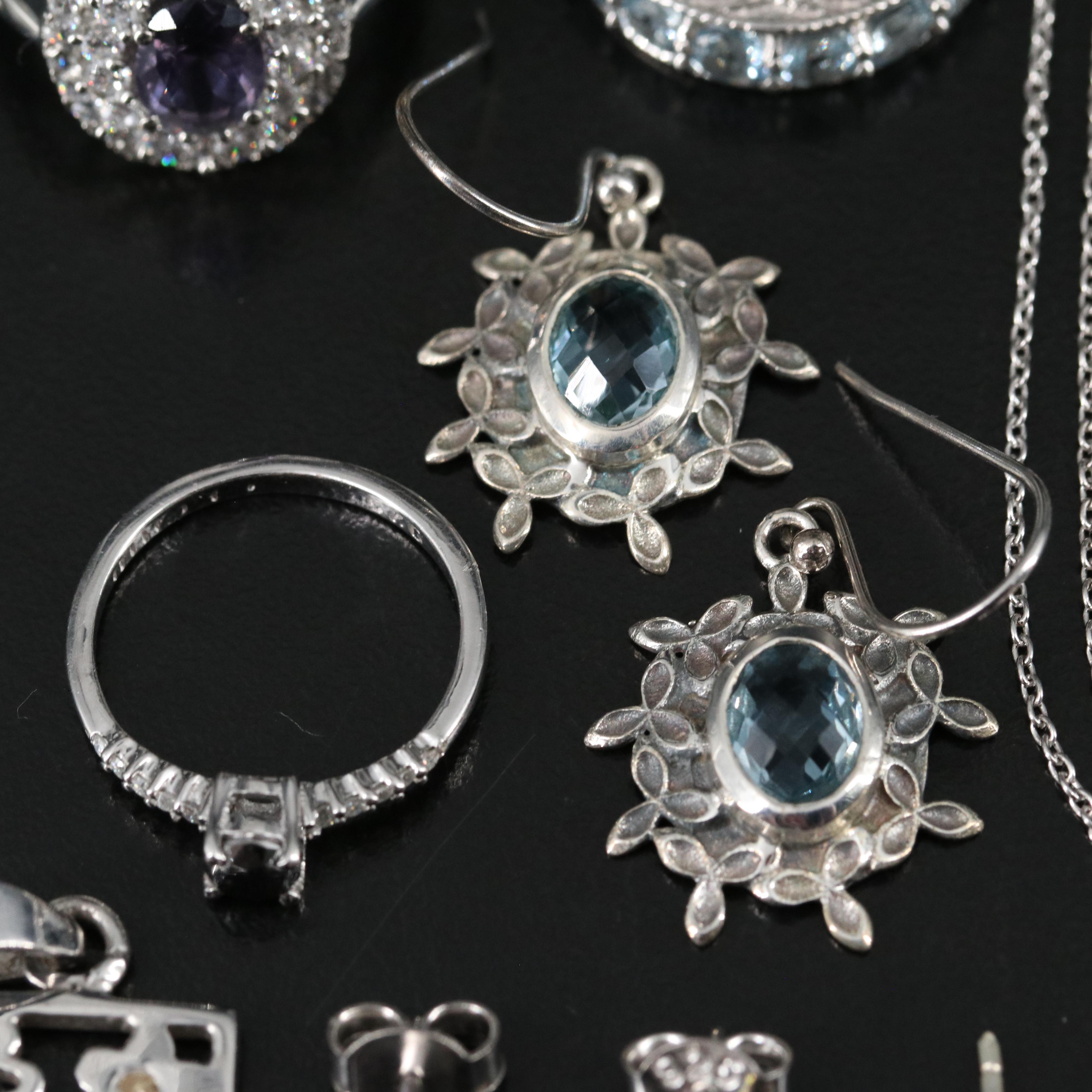 14 Assorted Sterling Silver Rings, Necklaces, Earrings, and Pendants