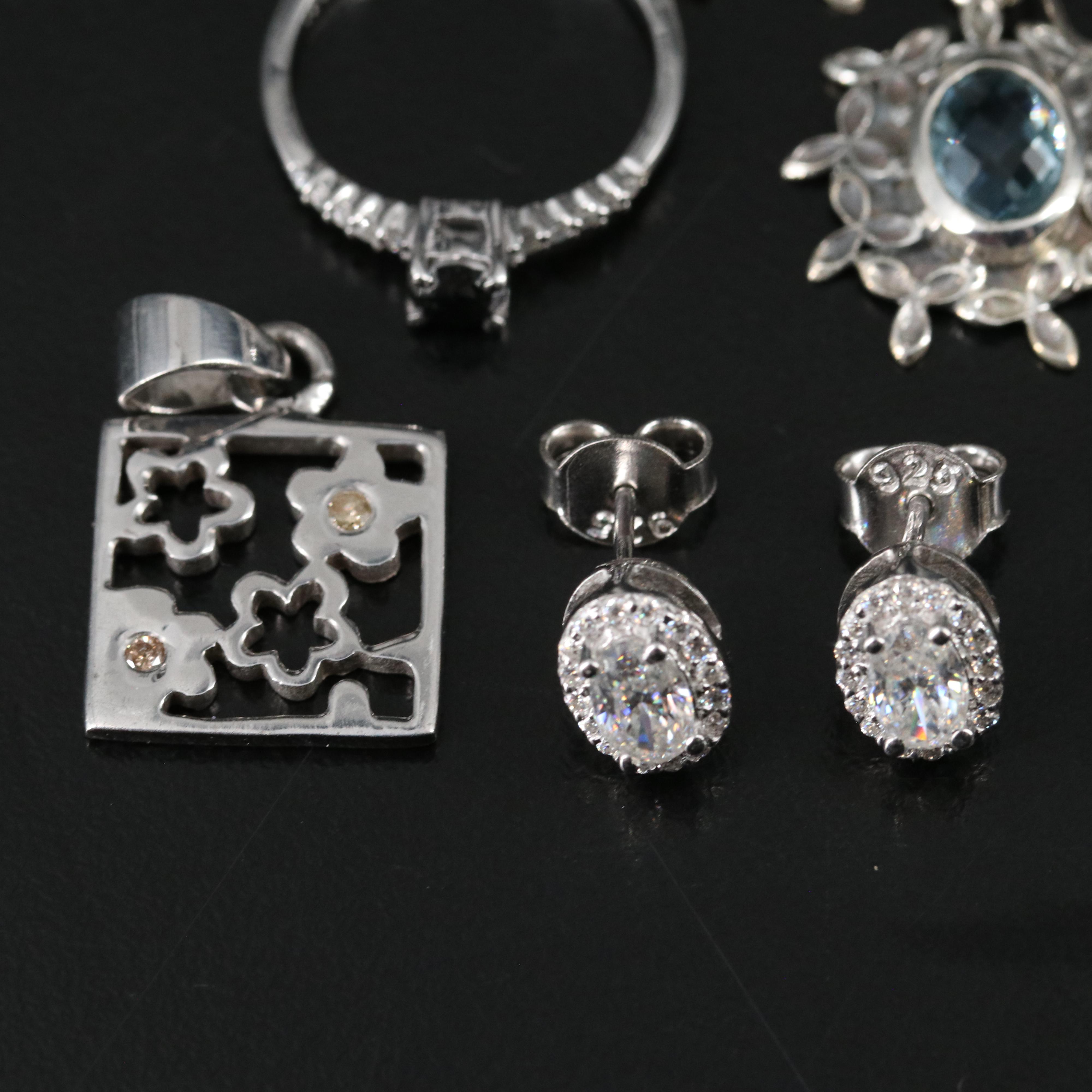 14 Assorted Sterling Silver Rings, Necklaces, Earrings, and Pendants