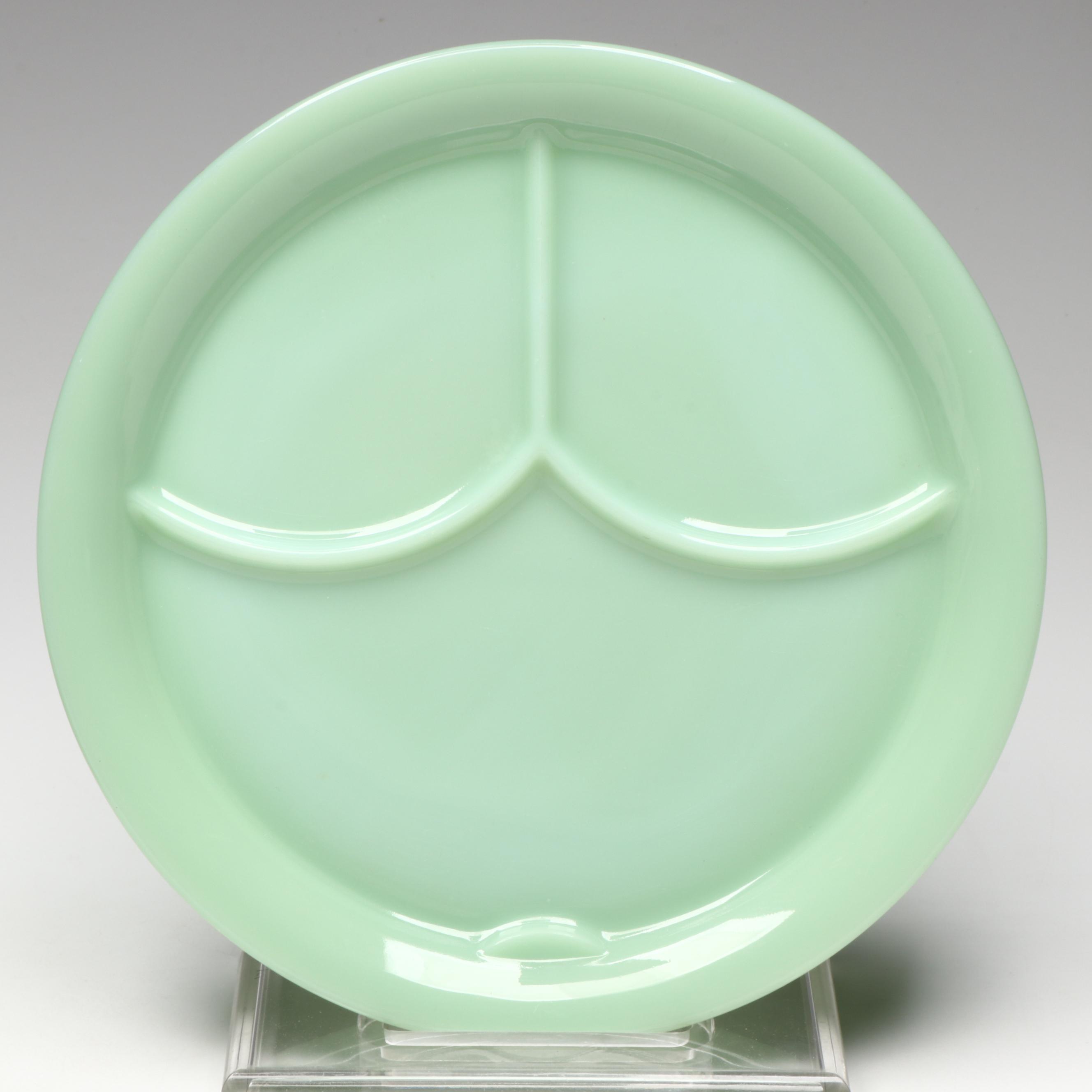Anchor Hocking Fire-King Jadeite Glass Grill Plates, Mid to Late 20th Century