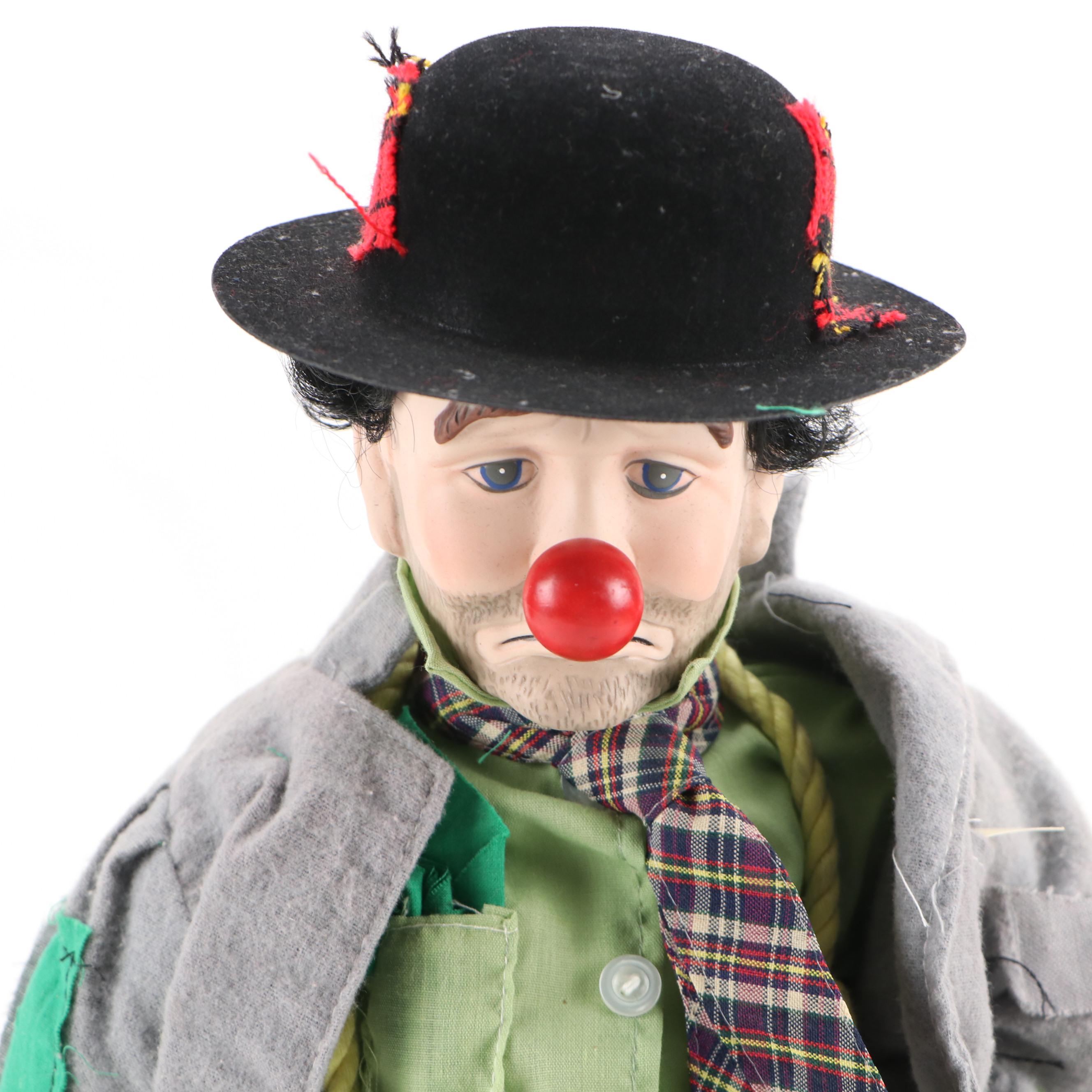 Flambro Emmett Kelly Jr. Clown Figurine and Dynasty Doll Collection Doll