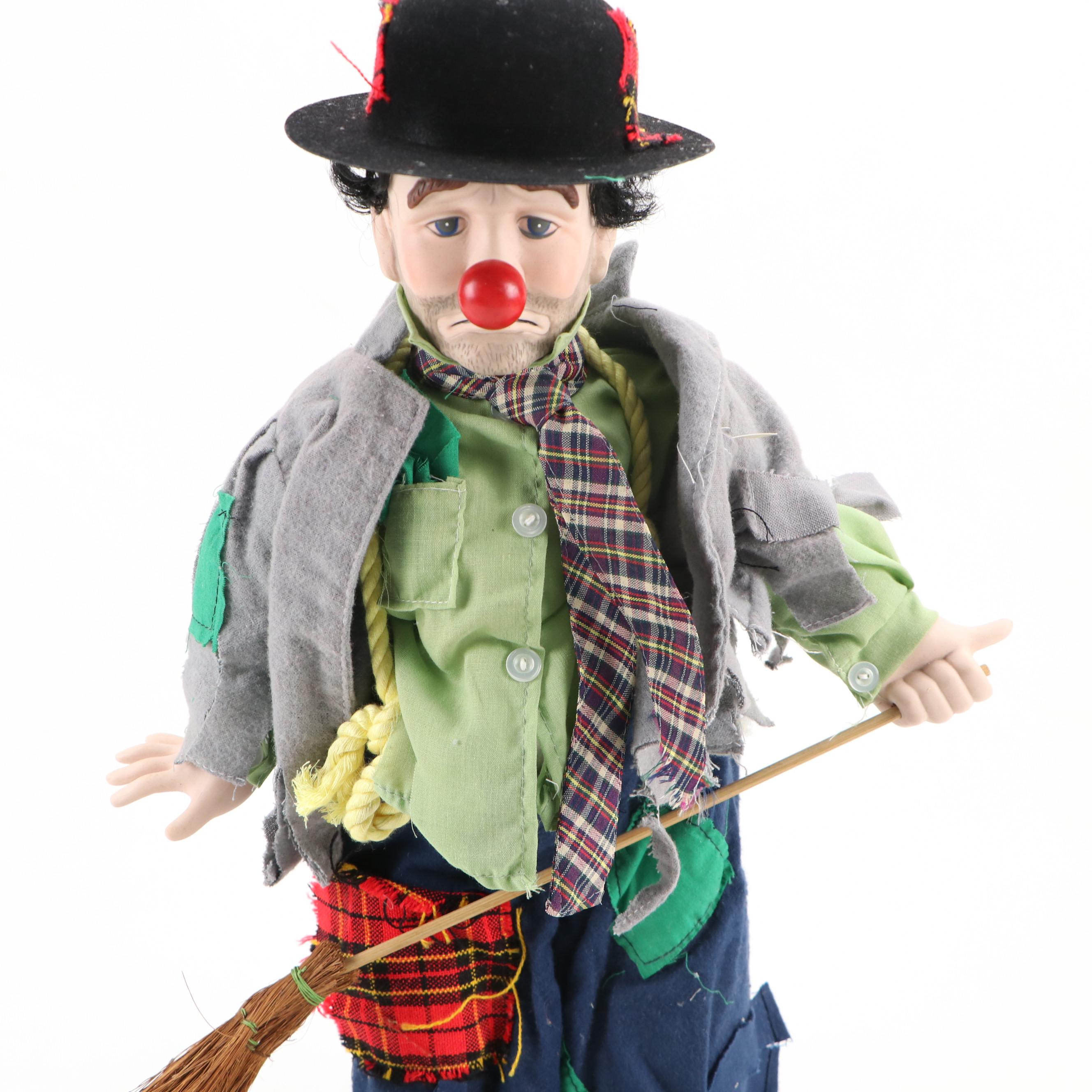 Flambro Emmett Kelly Jr. Clown Figurine and Dynasty Doll Collection Doll