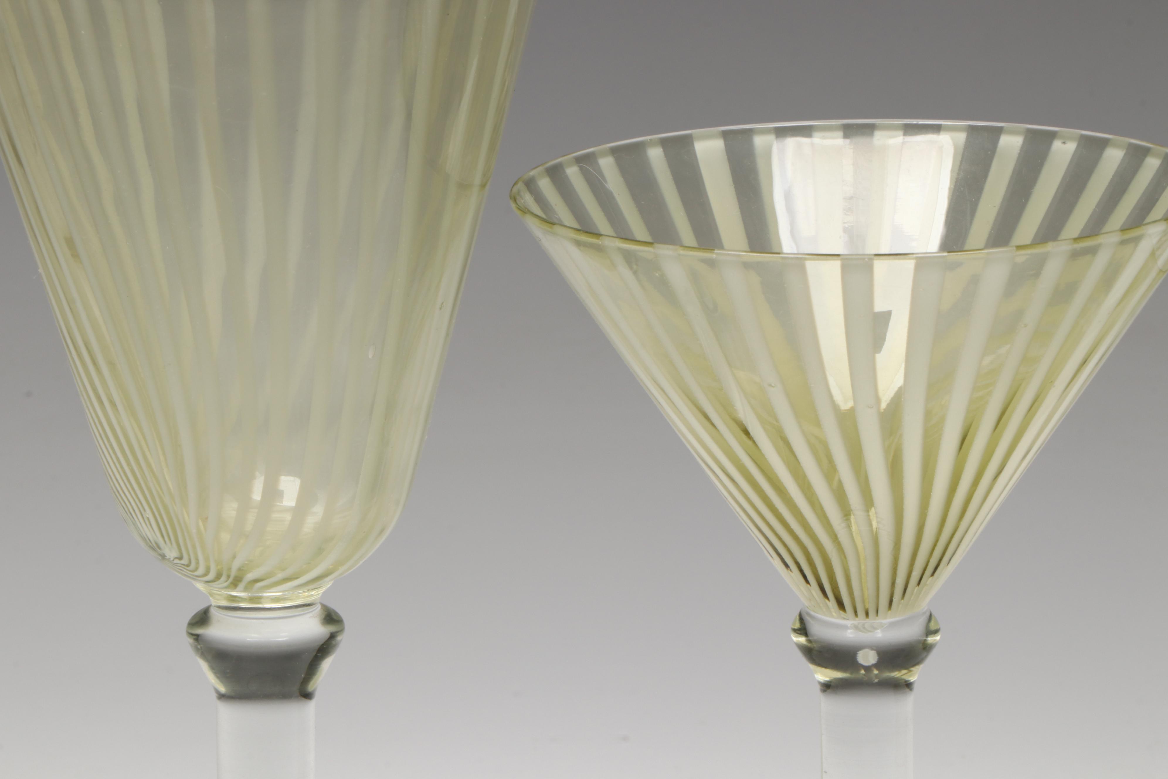 Venetian Style Striped Glass Stemware and Tumblers