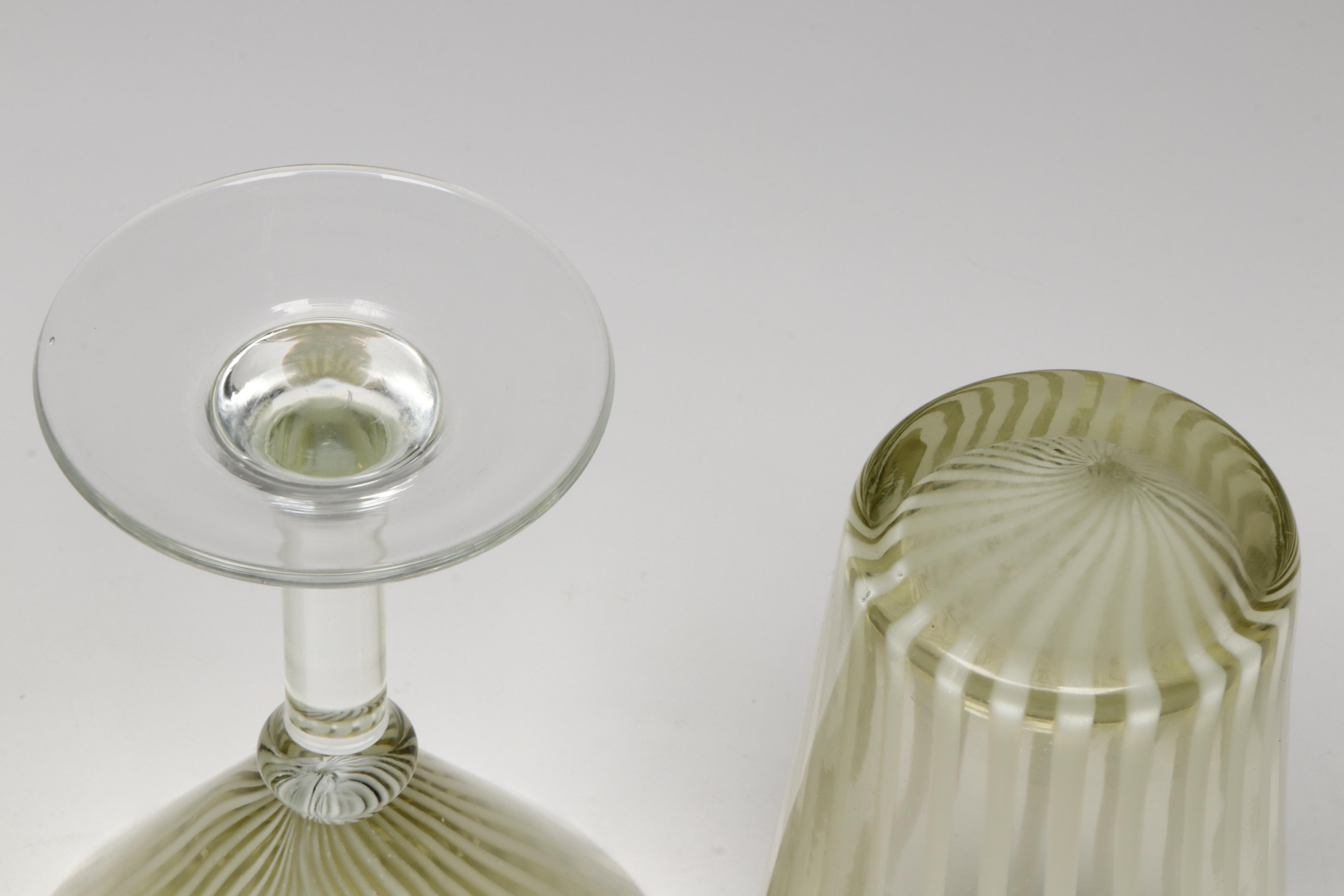 Venetian Style Striped Glass Stemware and Tumblers